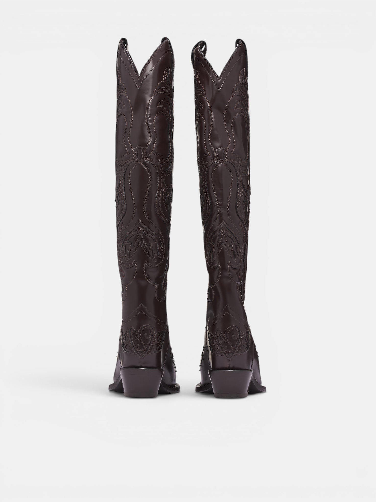 Brown Leather High Cowboy Boots (AC-WN-SHOE000038-BROWN)