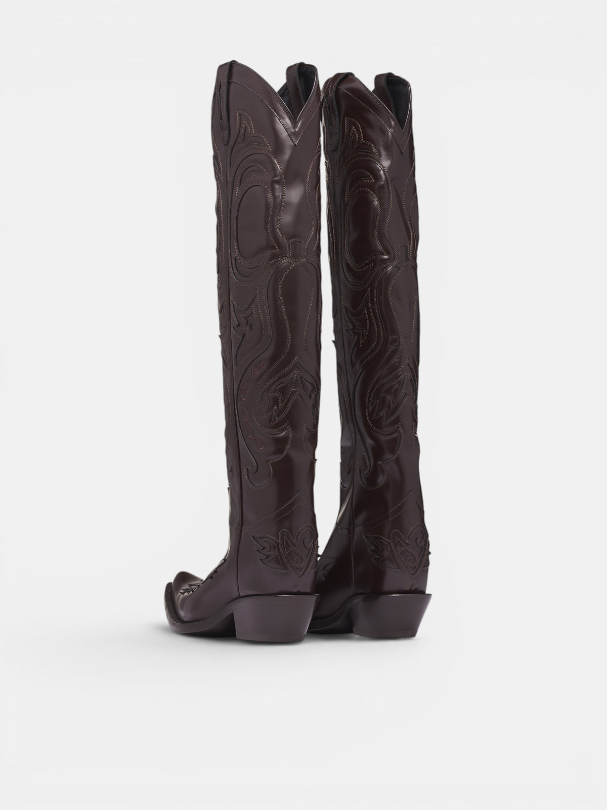 Brown Leather High Cowboy Boots (AC-WN-SHOE000038-BROWN)