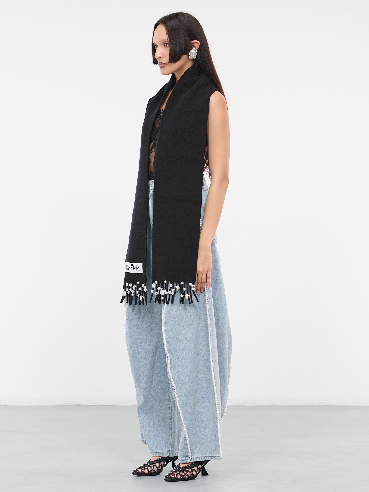 Pearl Fringe Scarf (AC02-BK-BLACK)