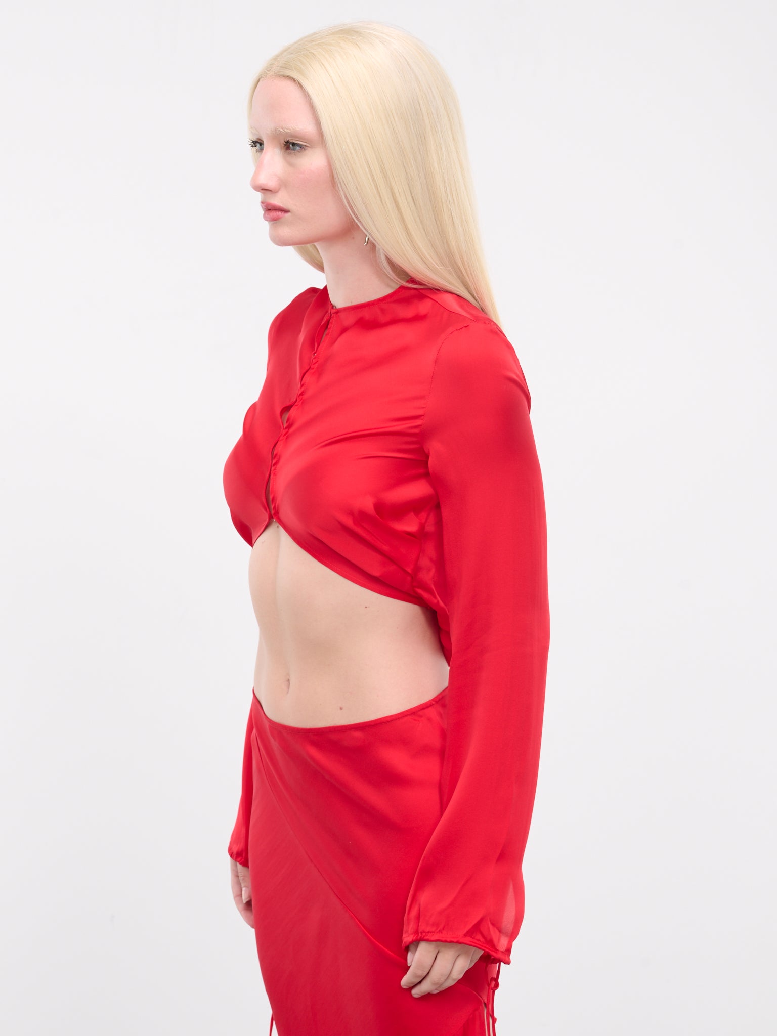 Fluid Silk Blouse (AC0679-BRIGHT-RED)