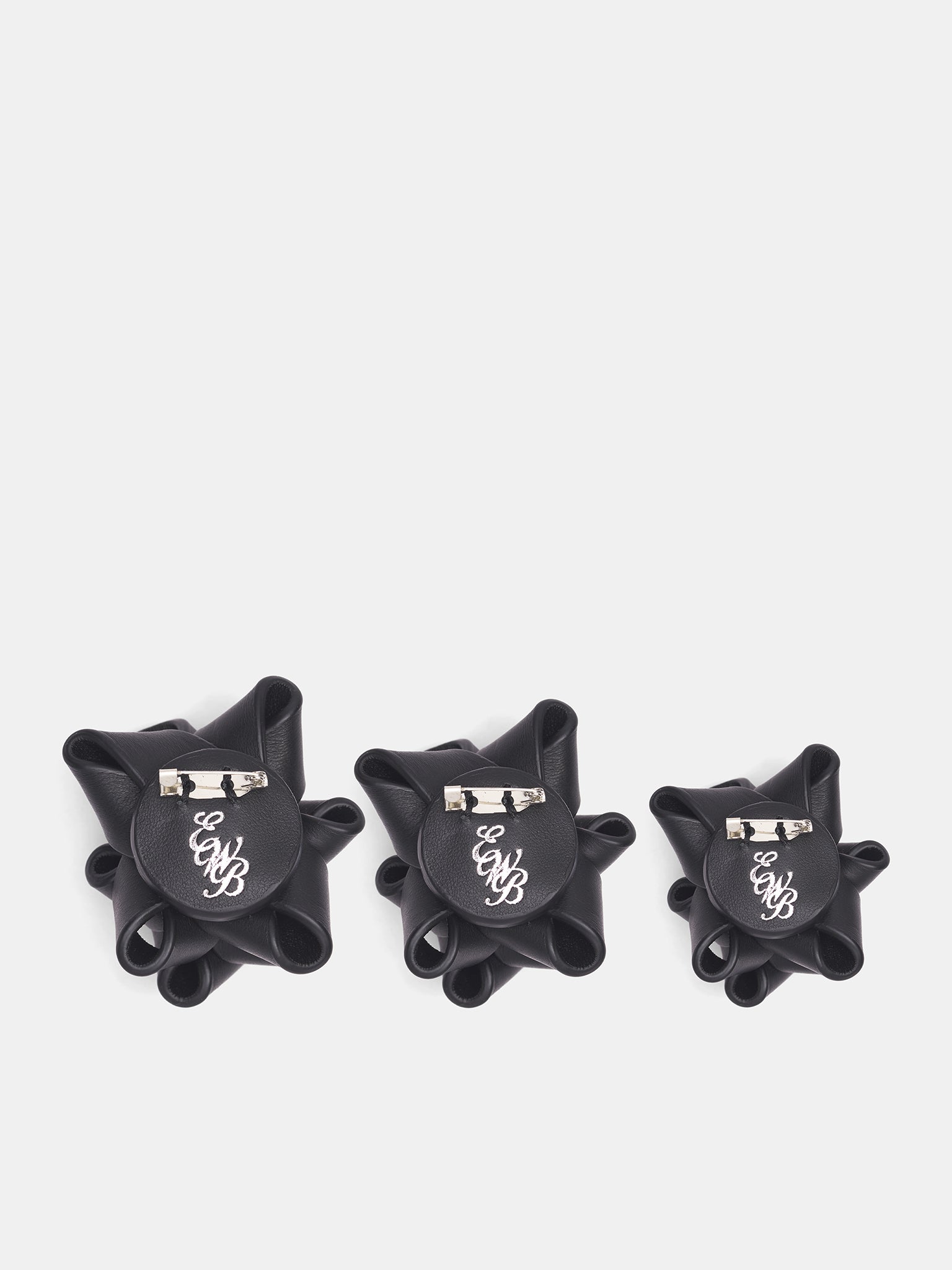 Black Leather Gift Bow Brooch (AC37-LE01-BLACK)