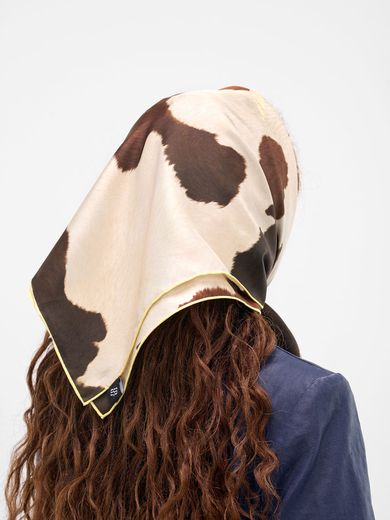 Brown Cow Print Silk Scarf (ACC-02-PRINT)