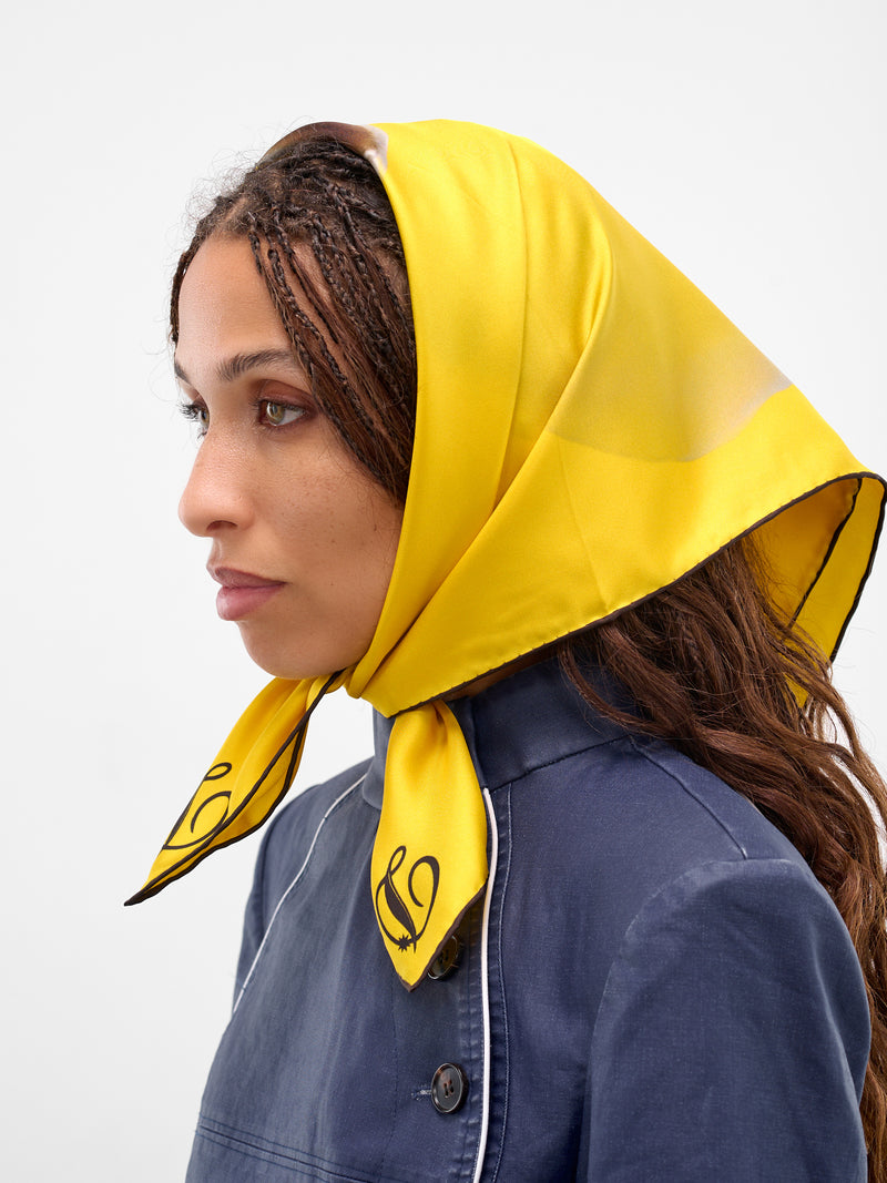Yellow Logo Print Silk Scarf (ACC-03-PRINT)
