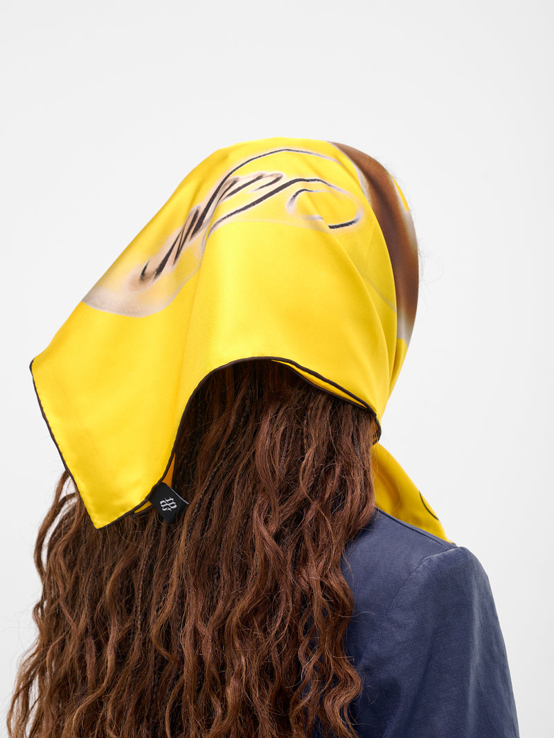 Yellow Logo Print Silk Scarf (ACC-03-PRINT)