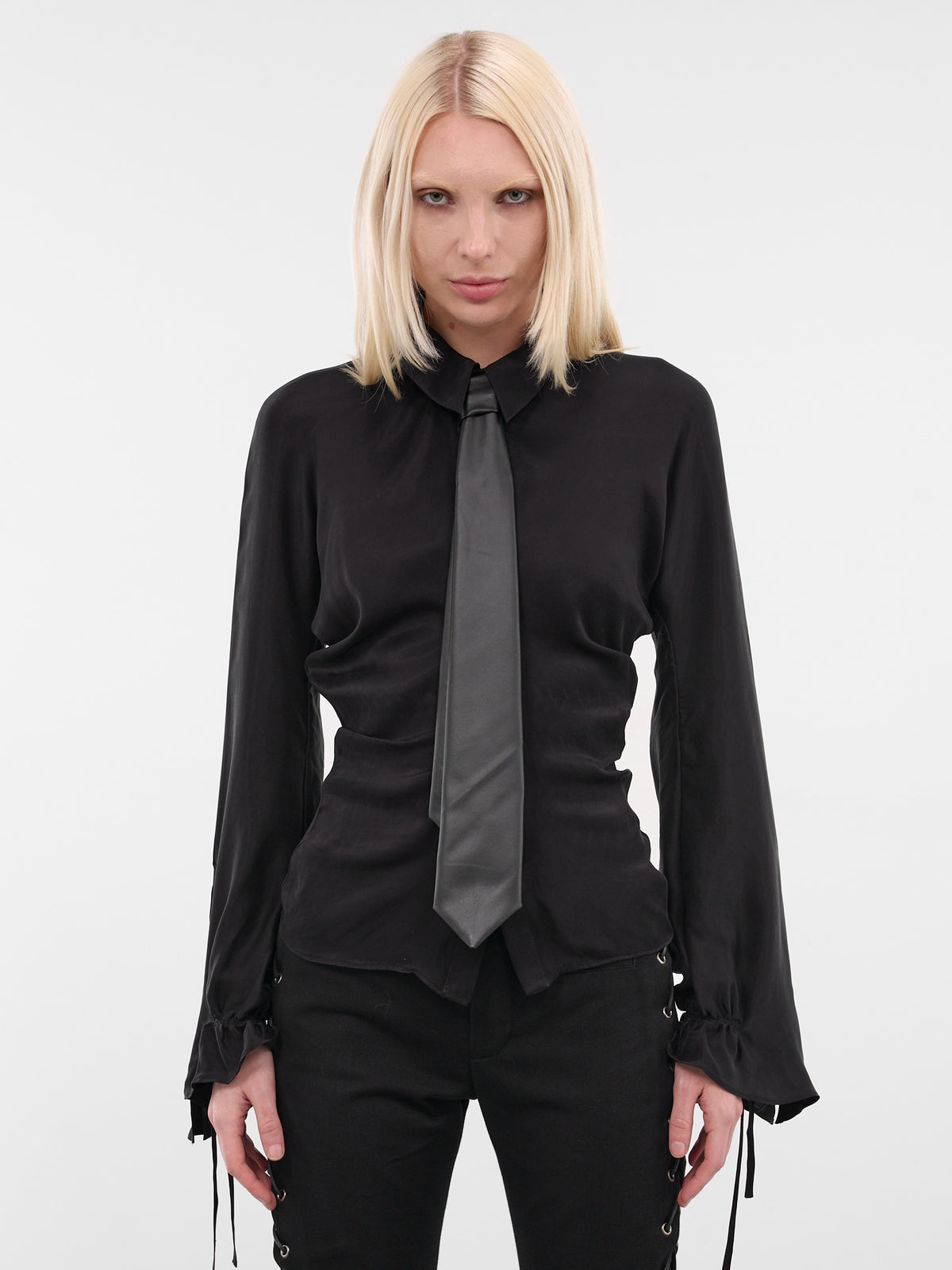 Black Lamb Leather Sam Tie (ACC002-M-LEA-BLACK)