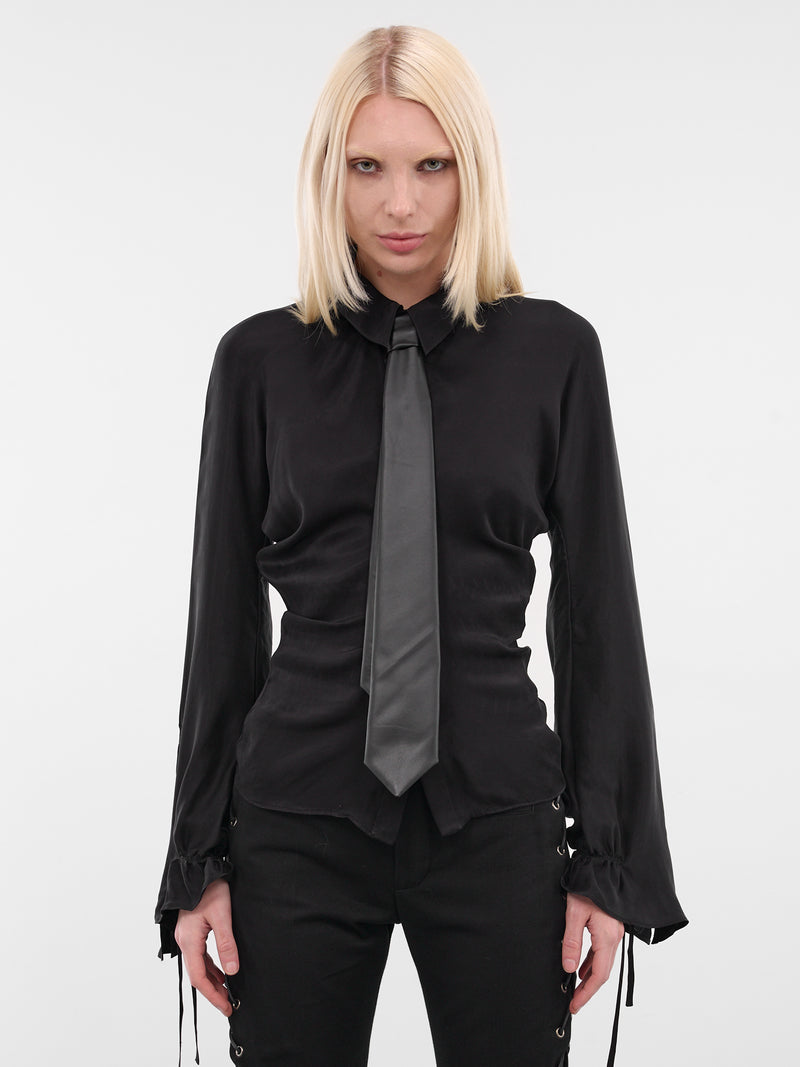 Black Lamb Leather Sam Tie (ACC002-M-LEA-BLACK)