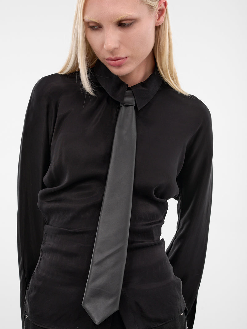 Black Lamb Leather Sam Tie (ACC002-M-LEA-BLACK)