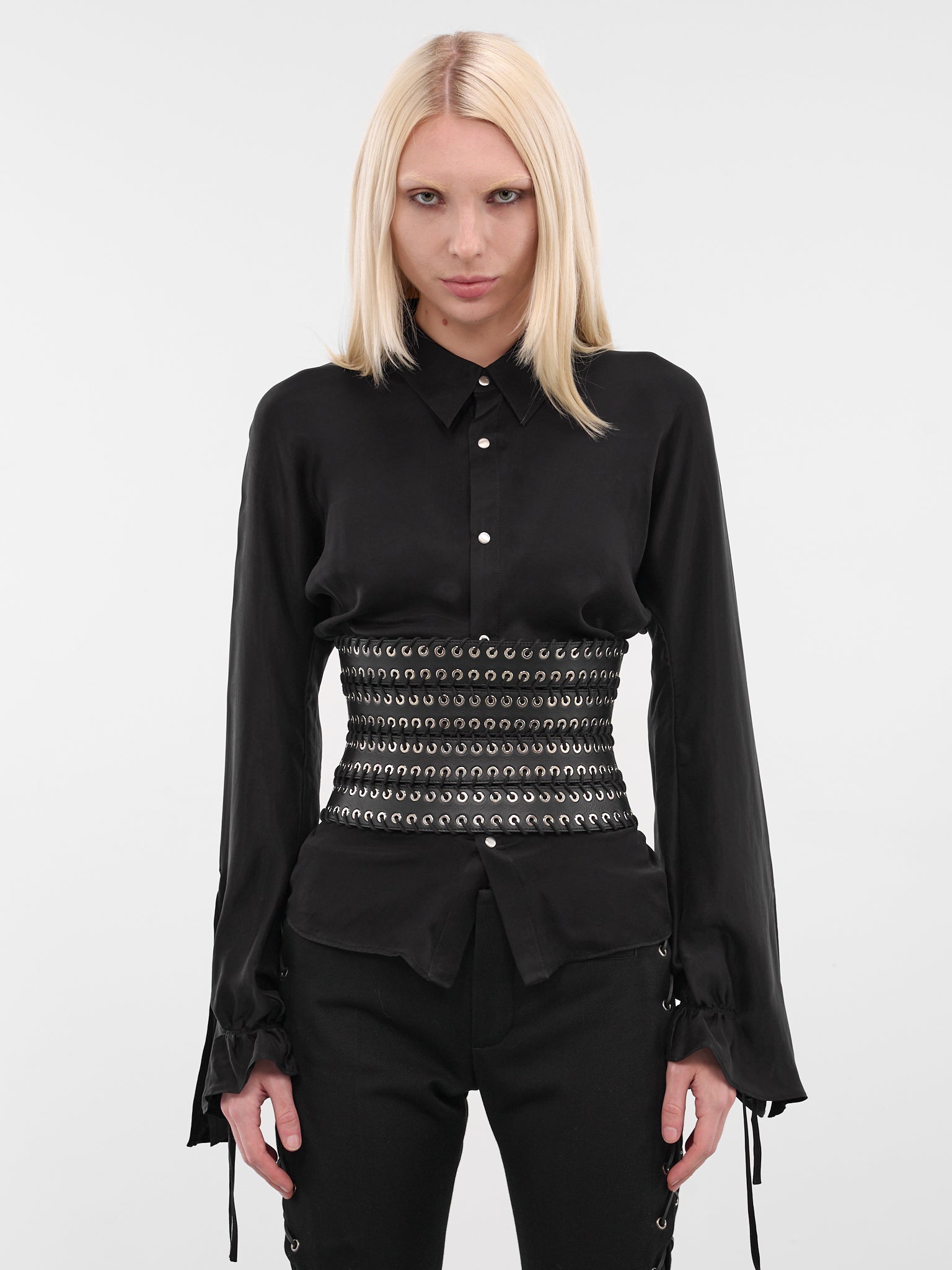 Black Lamb Leather Show Belt (ACC003-U-LEA-BLACK)