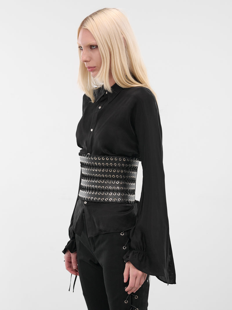 Black Lamb Leather Show Belt (ACC003-U-LEA-BLACK)