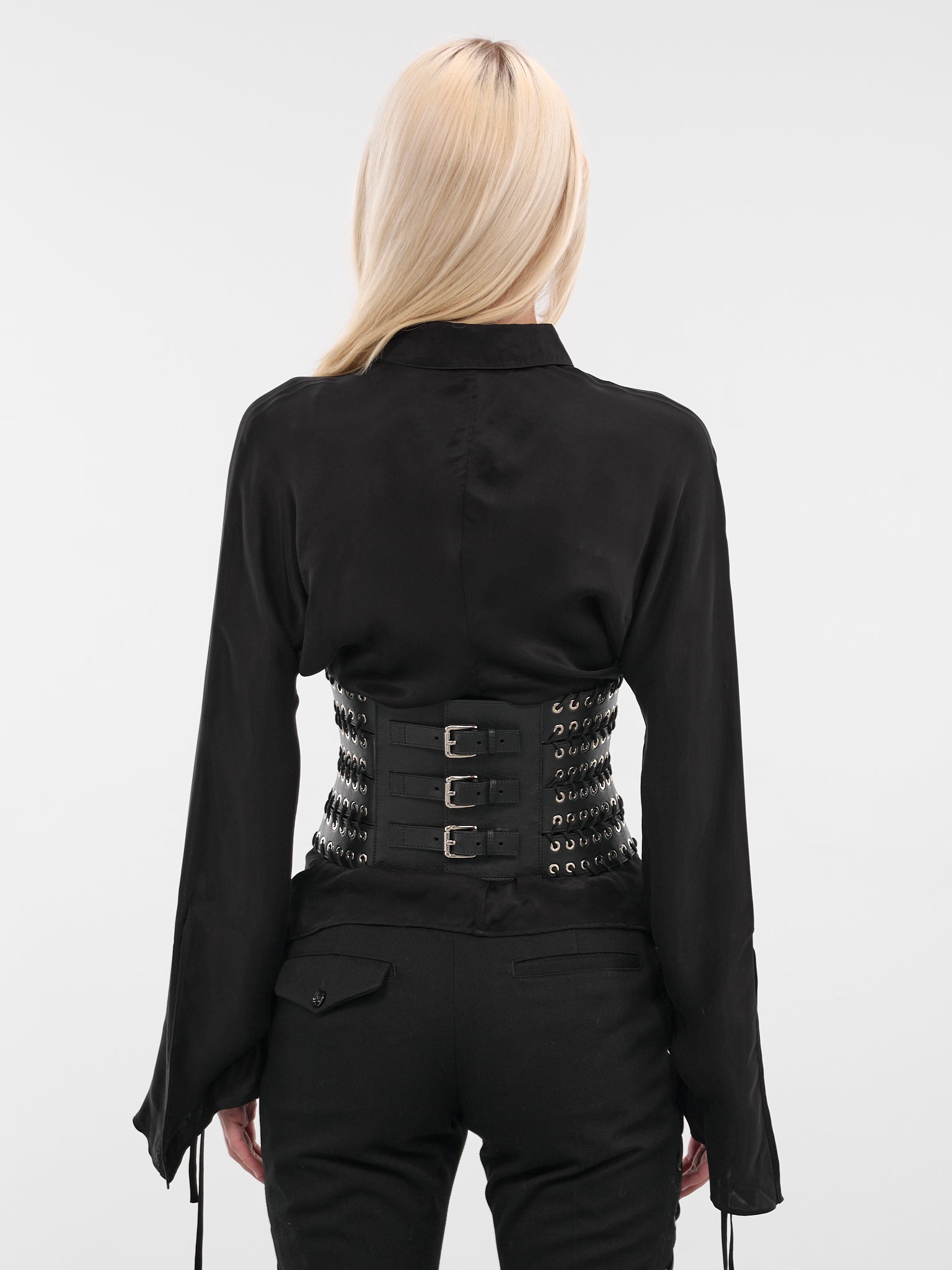 Black Lamb Leather Show Belt (ACC003-U-LEA-BLACK)