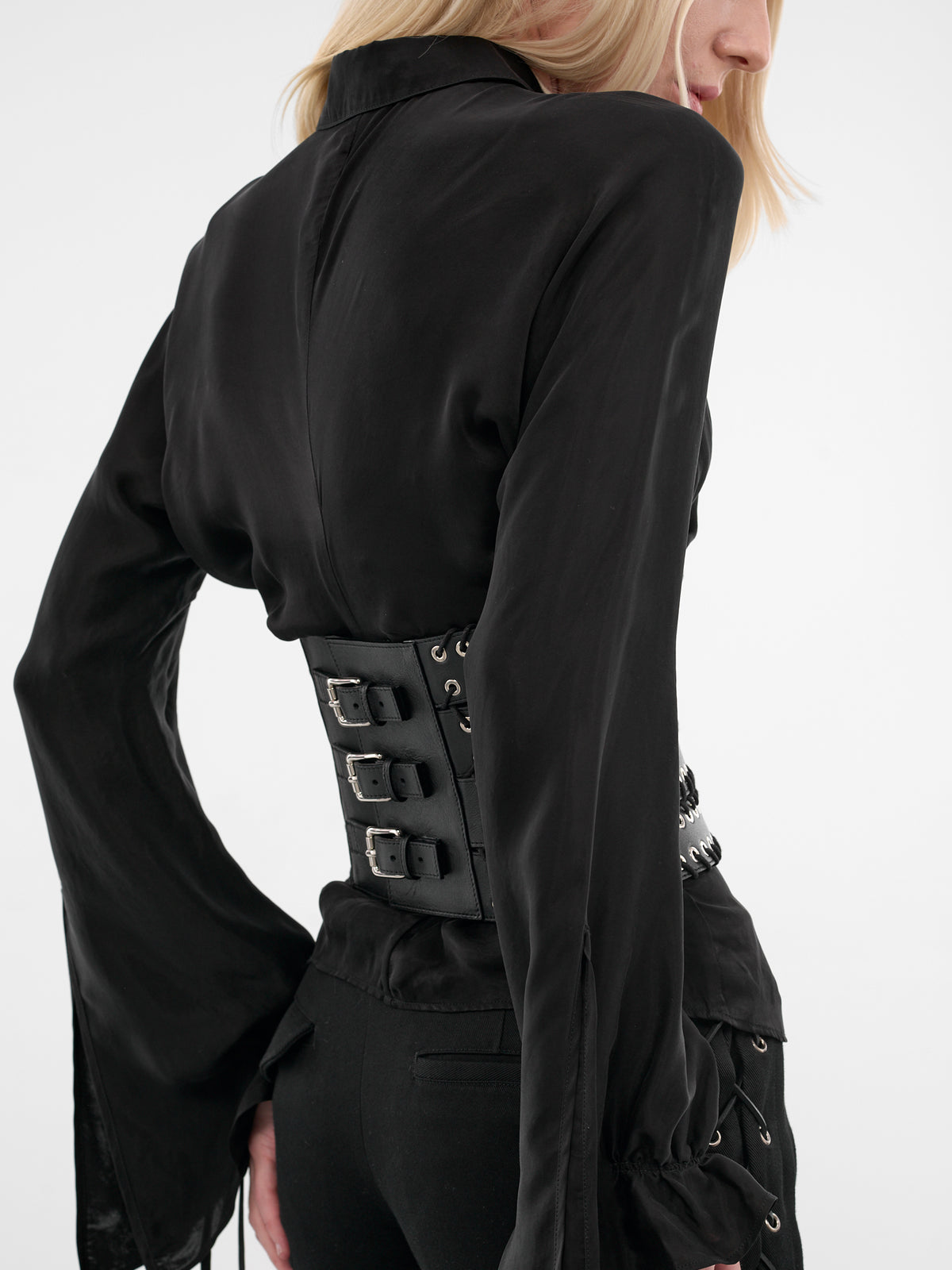 Black Lamb Leather Show Belt (ACC003-U-LEA-BLACK)