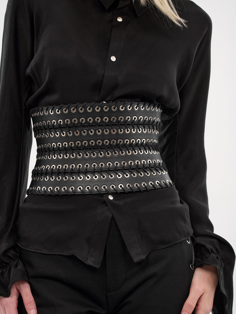 Black Lamb Leather Show Belt (ACC003-U-LEA-BLACK)