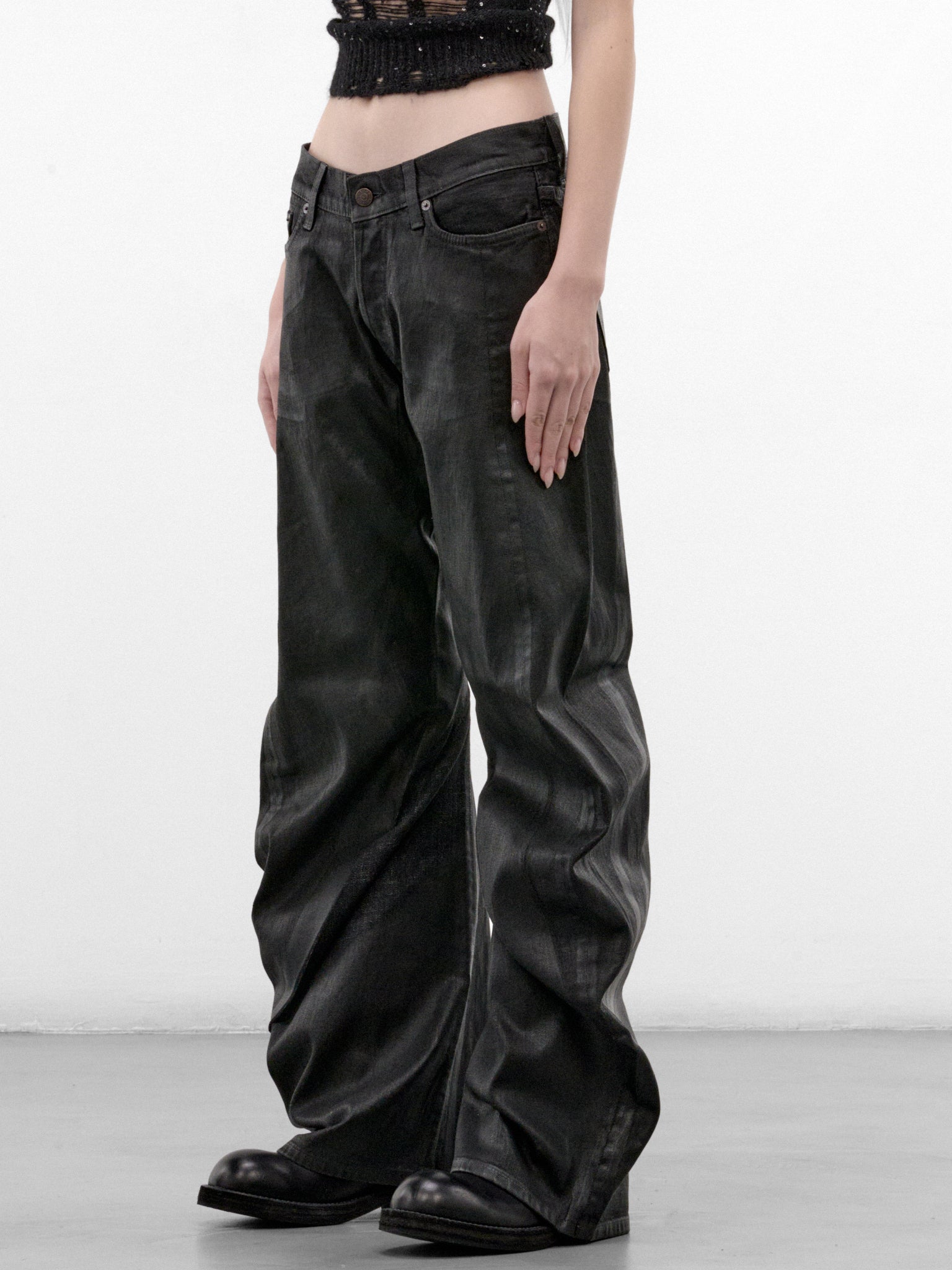 Black Curved Leg Jeans (ACNE-STUDIOS-2006F-BLACK-SHADO)