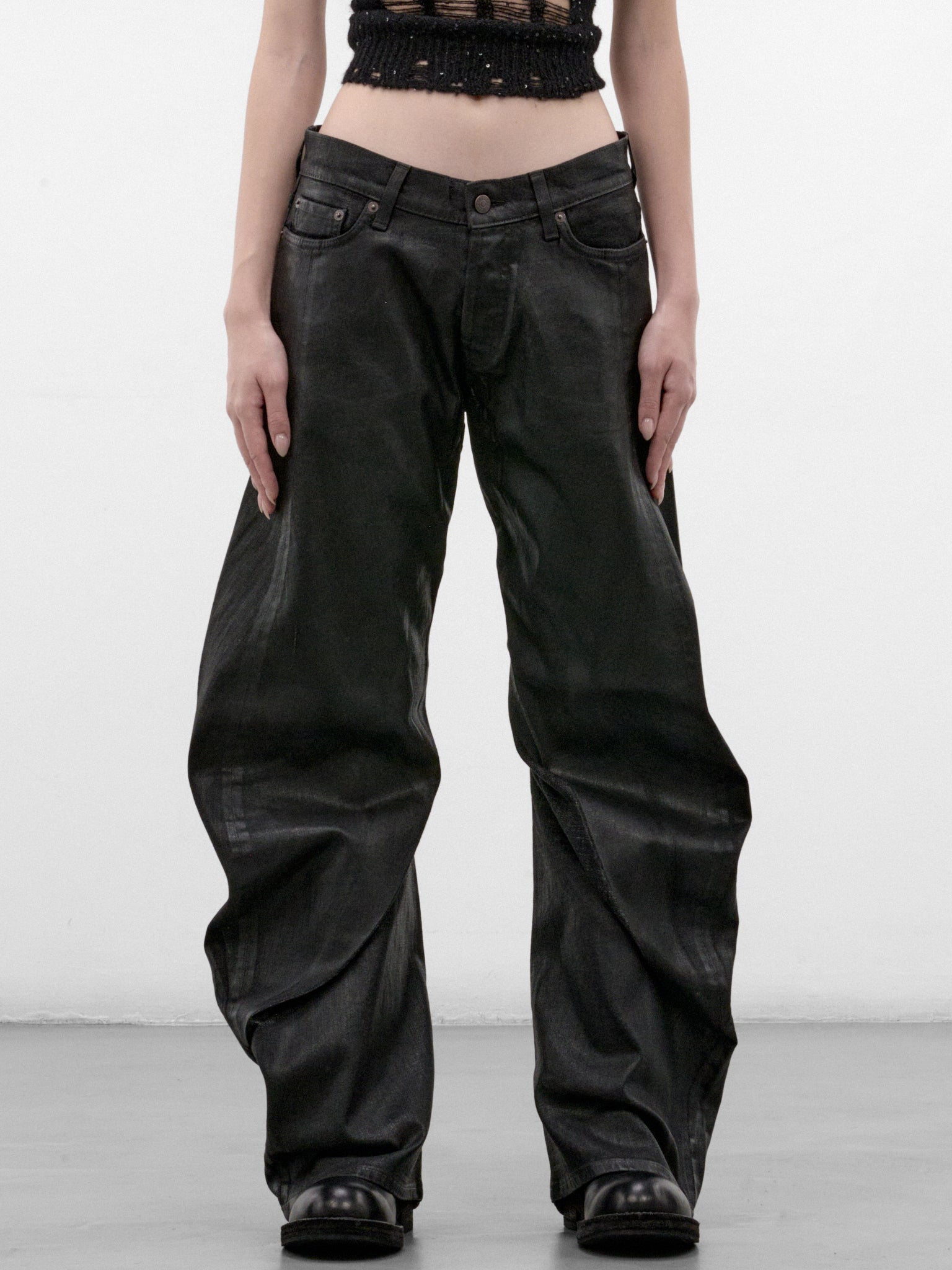 Black Curved Leg Jeans (ACNE-STUDIOS-2006F-BLACK-SHADO)