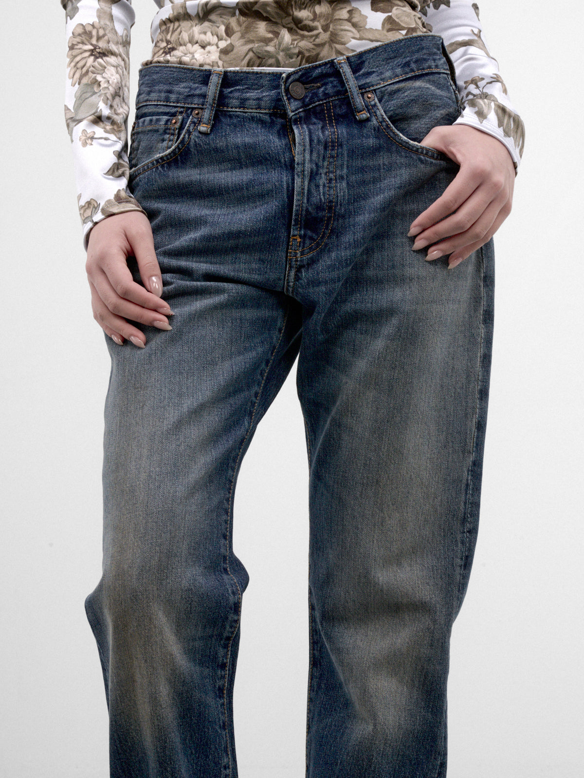Blue Denim 2009F Straight Jeans (ACNE-STUDIOS-2009F-MID-BLUE-BI)