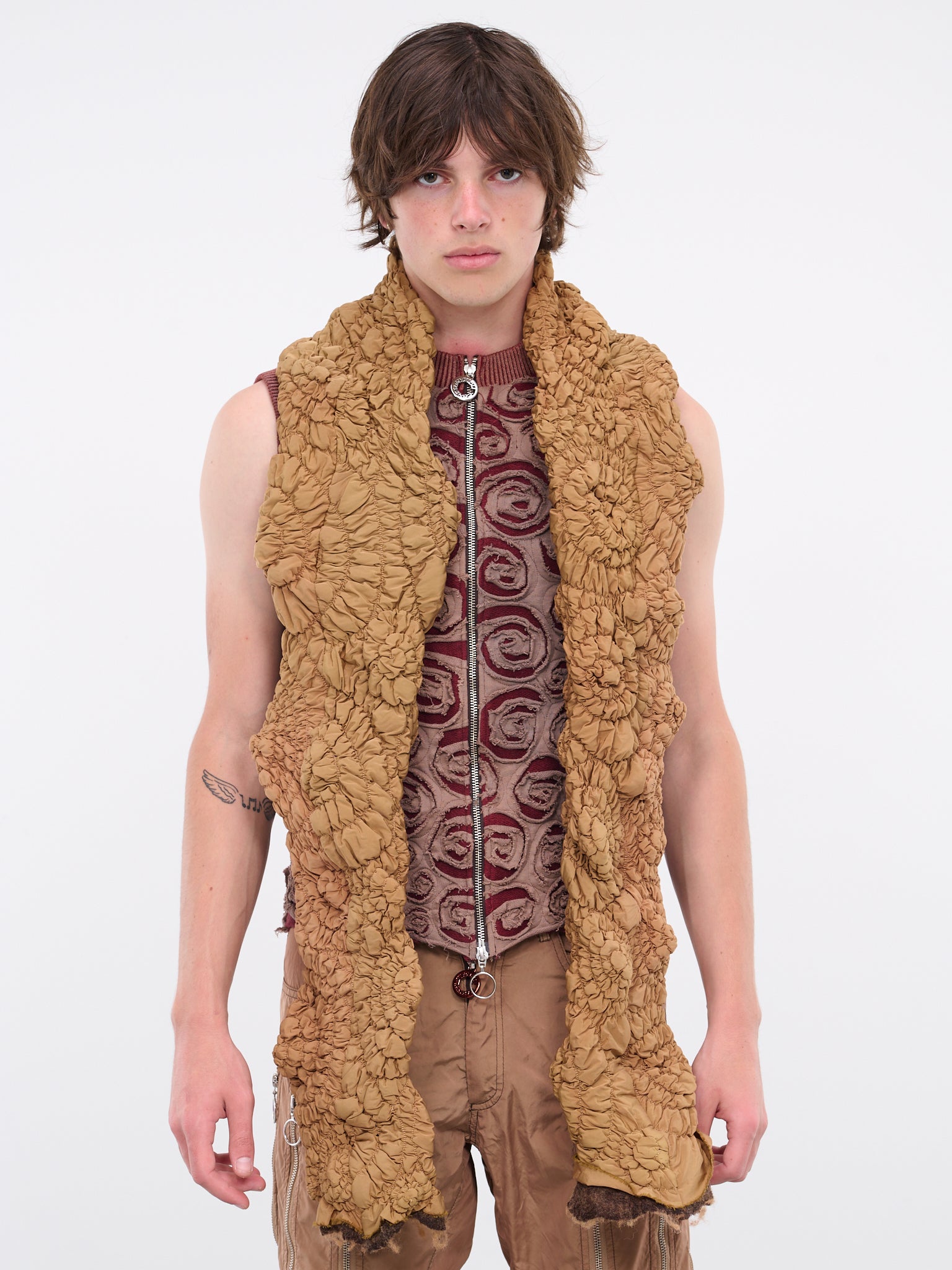 1:1 Quilt Scarf (ACSRS-QLTSCARF-ORANGE-BEIGE)