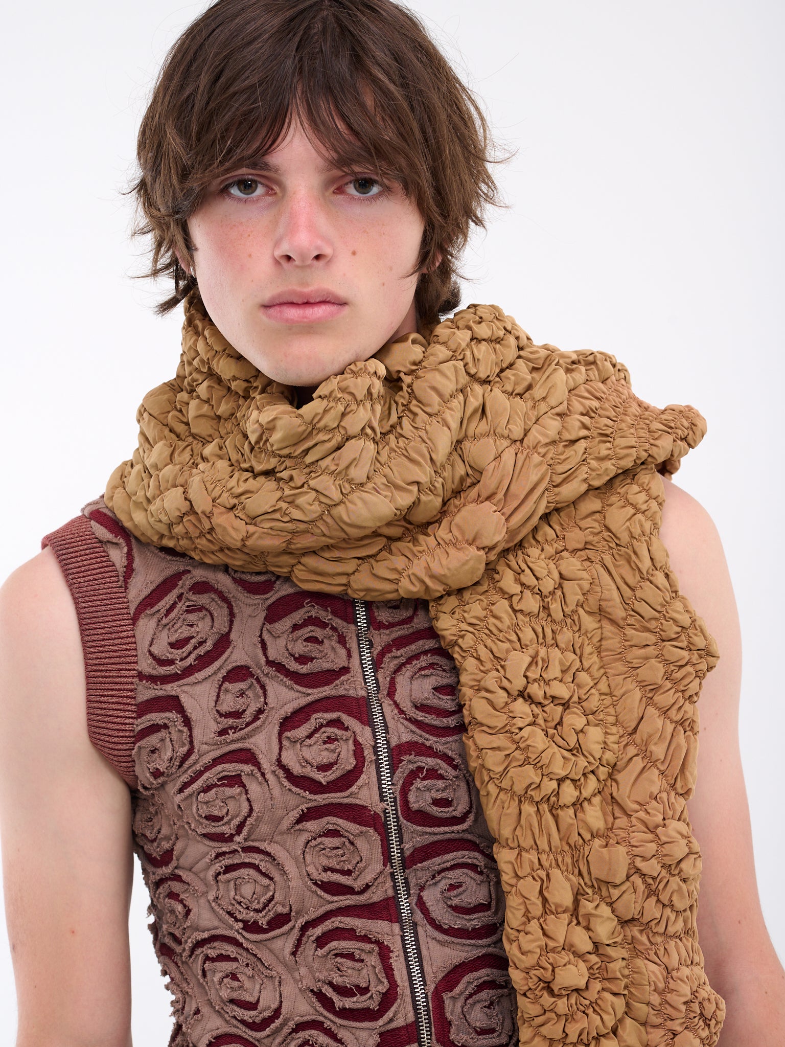1:1 Quilt Scarf (ACSRS-QLTSCARF-ORANGE-BEIGE)