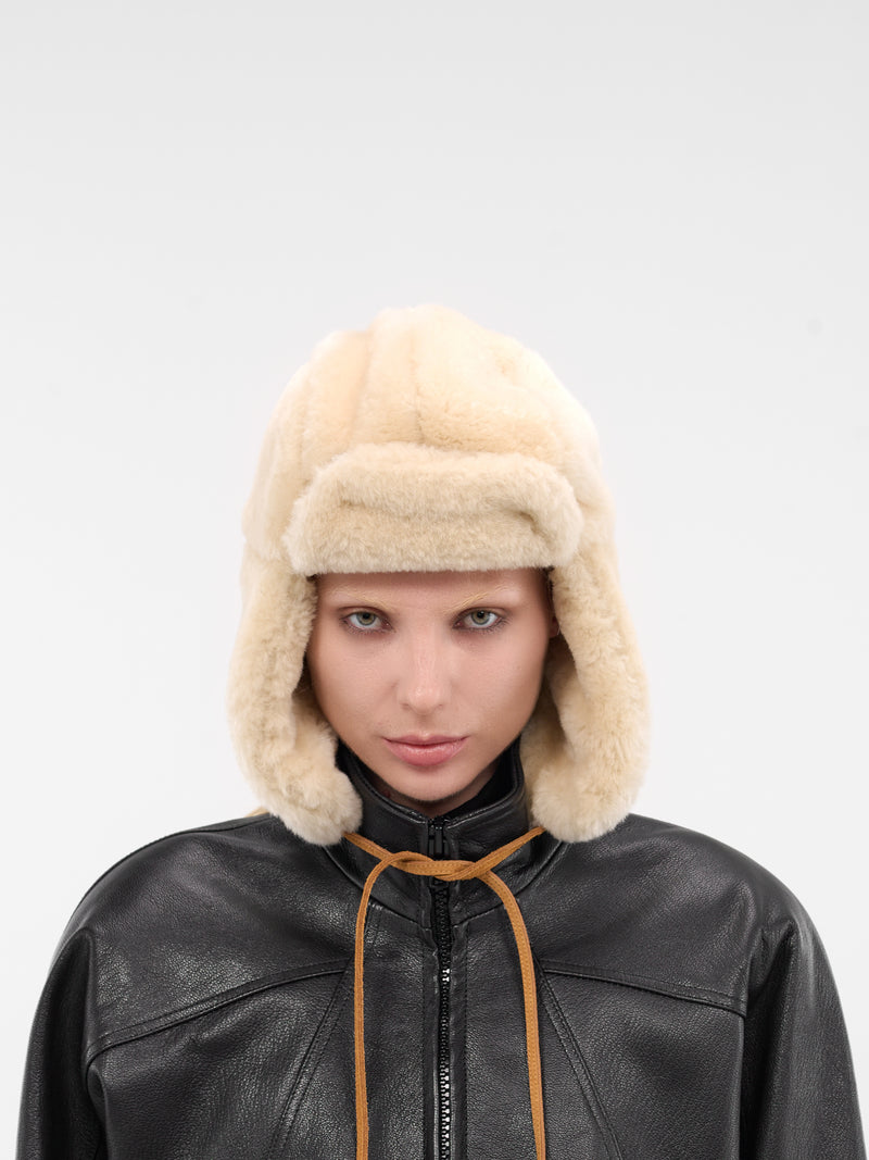 Off-White Faux Fur Trapper Hat (ACU00782AC16S02-OFF-WHITE)