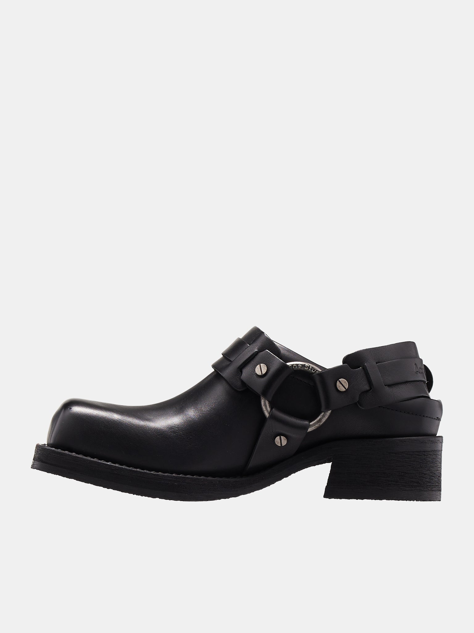 Leather Buckle Mule (AD0684-BLACK)