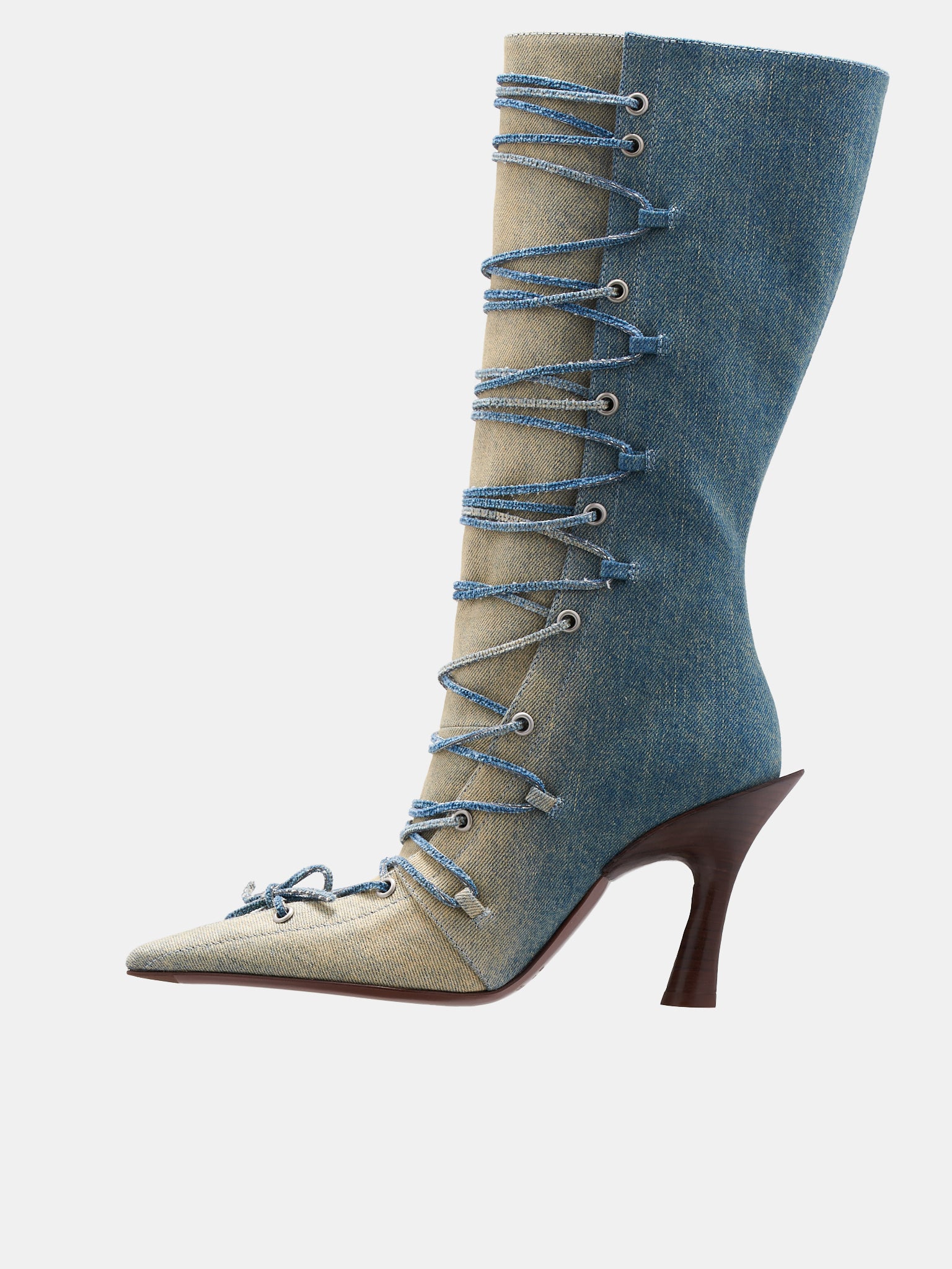 Lace-Up Denim Heel Boots (AD0711-SHOE000877-DUSTY-BLUE)