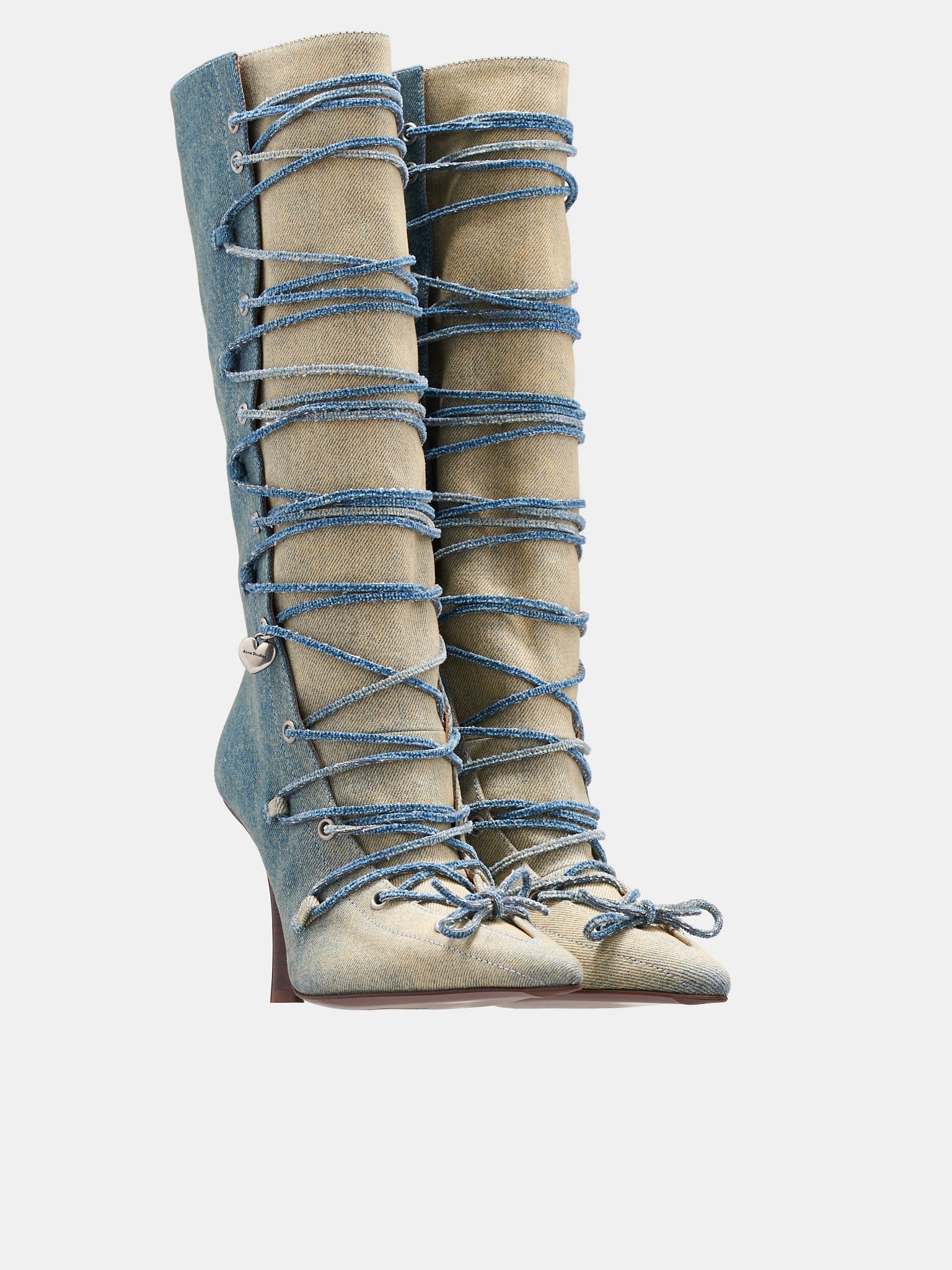 Lace-Up Denim Heel Boots (AD0711-SHOE000877-DUSTY-BLUE)