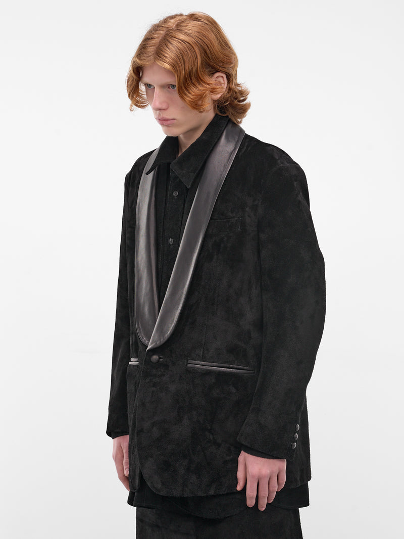 Black Leather Tuxedo Blazer (ADJ2603-DEEP-NIGHT-BLACK)