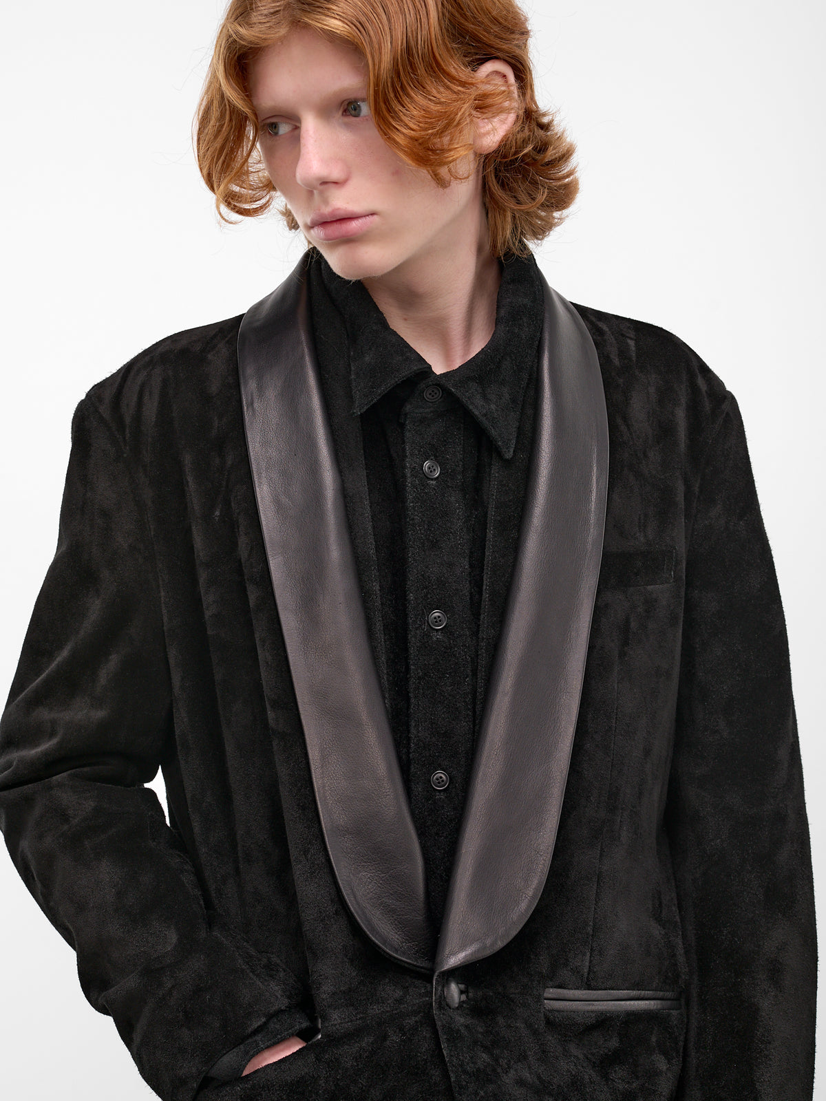 Black Leather Tuxedo Blazer (ADJ2603-DEEP-NIGHT-BLACK)