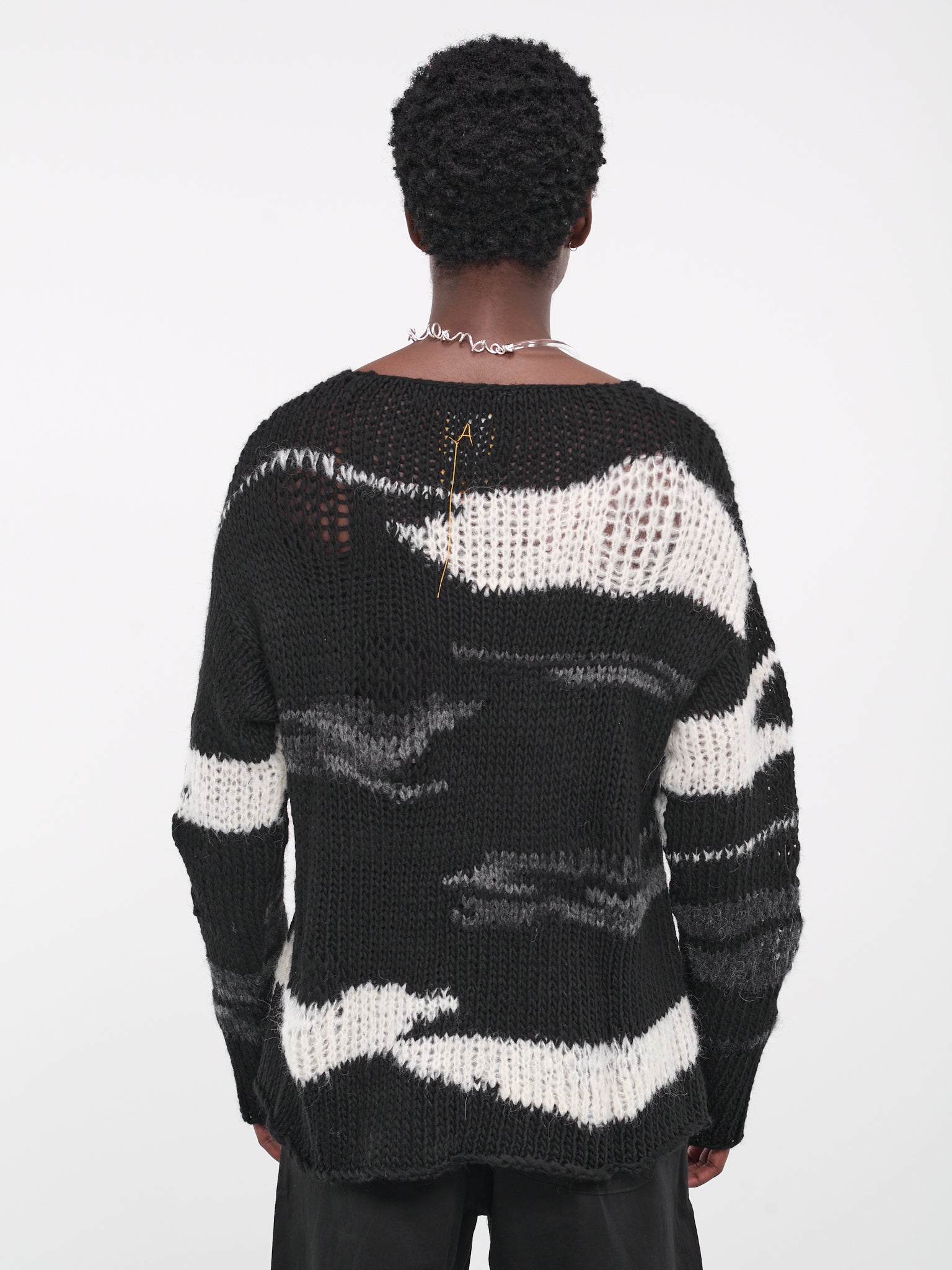 Recycled Knit Sweater (AIR02N101-BLACK-WHITE-STRIPE)