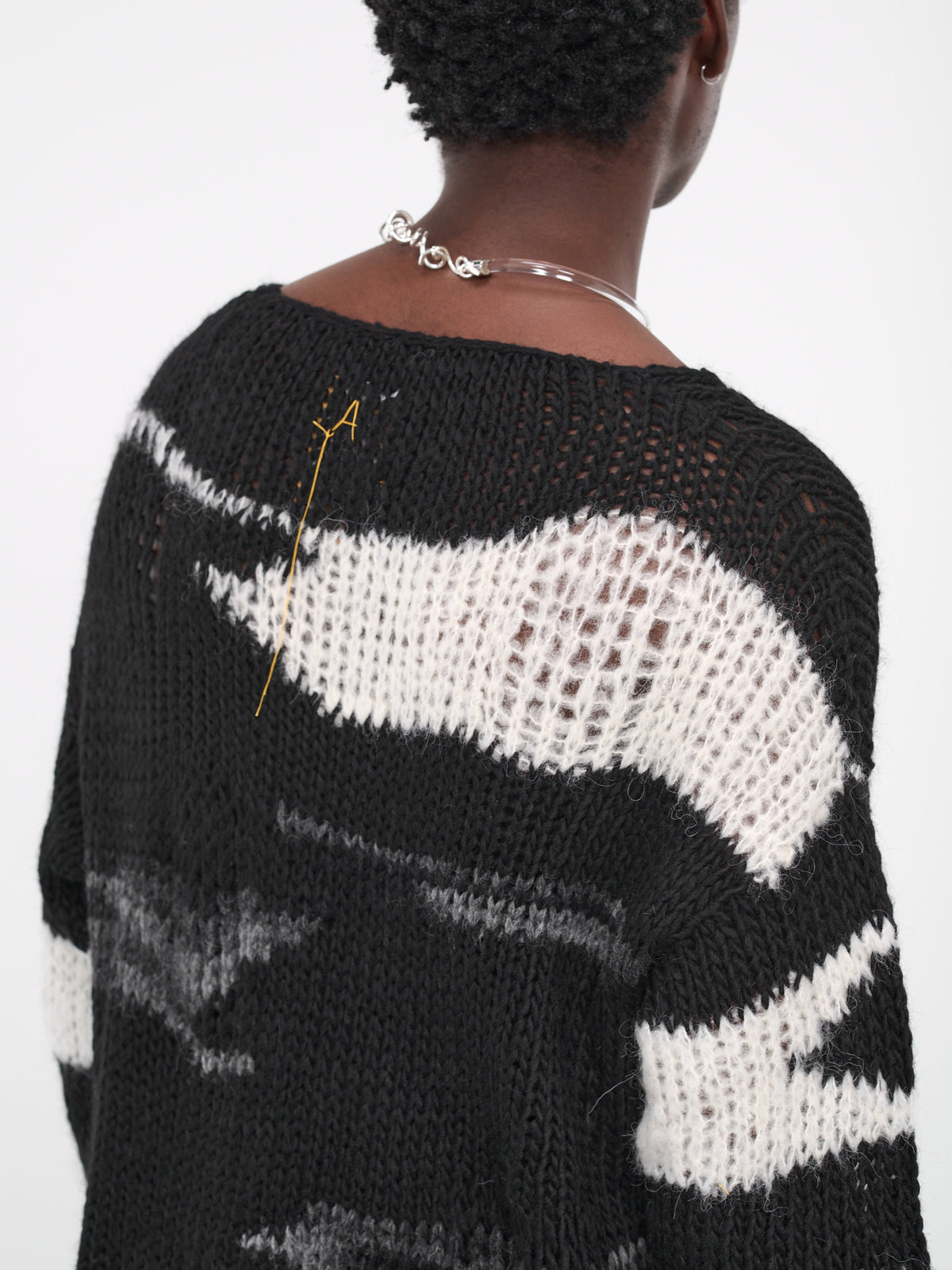 Recycled Knit Sweater (AIR02N101-BLACK-WHITE-STRIPE)