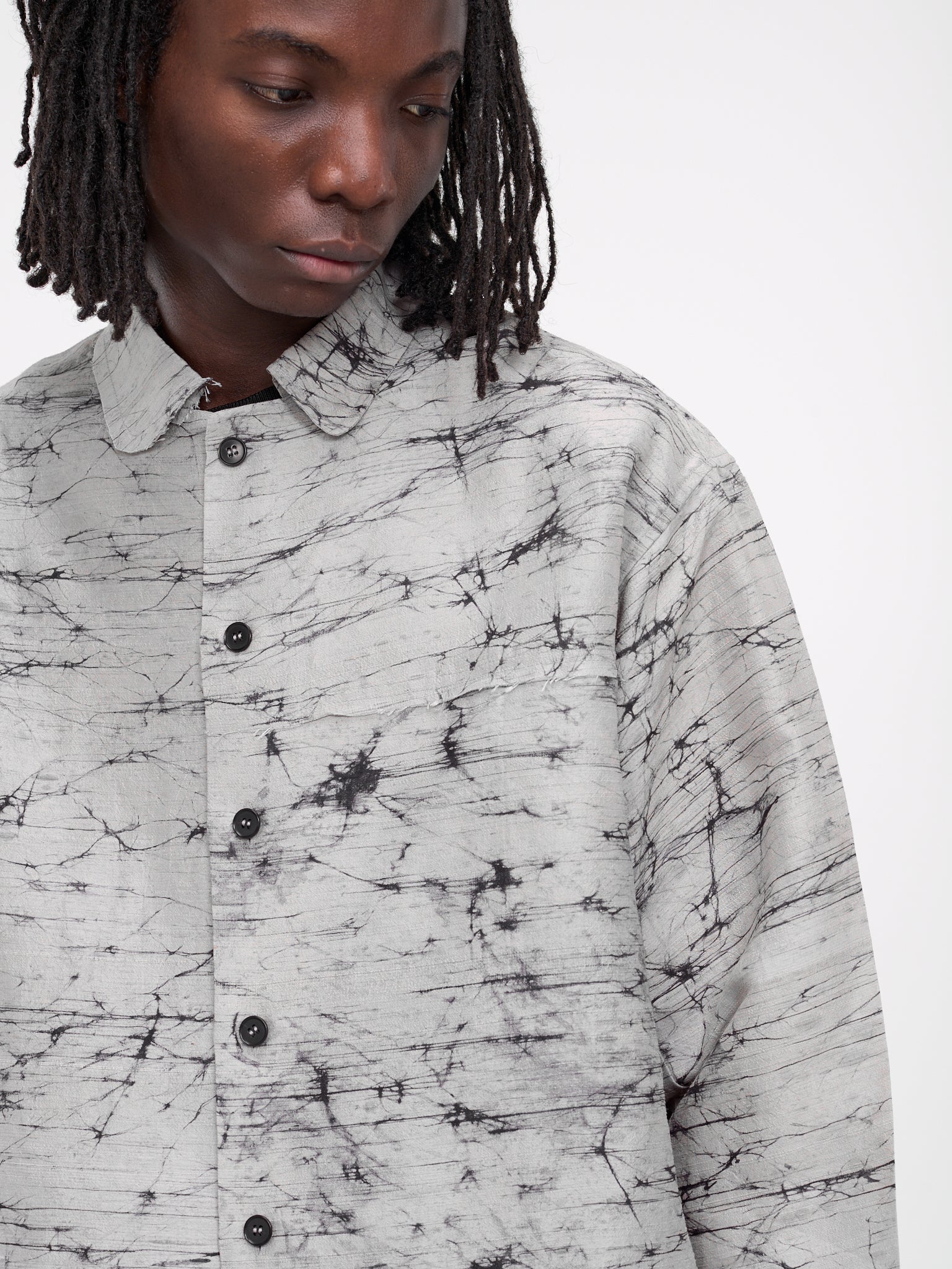 Silk Batik Button-Up Shirt (AIR03B006-BLACK)