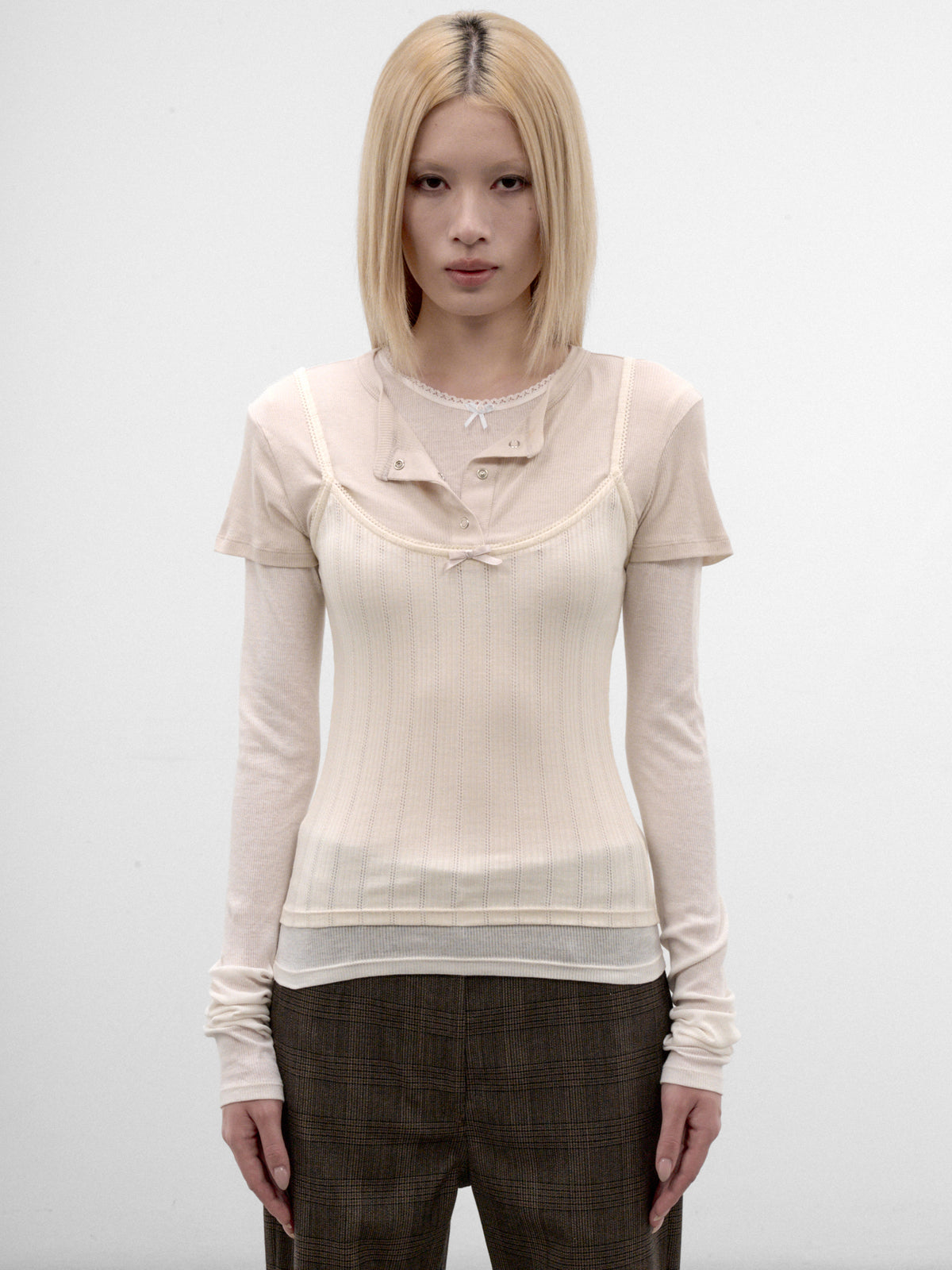 Ivory Layered Long Sleeve Top (AL0556-6D8101-WHITE-OFF-WHITE)