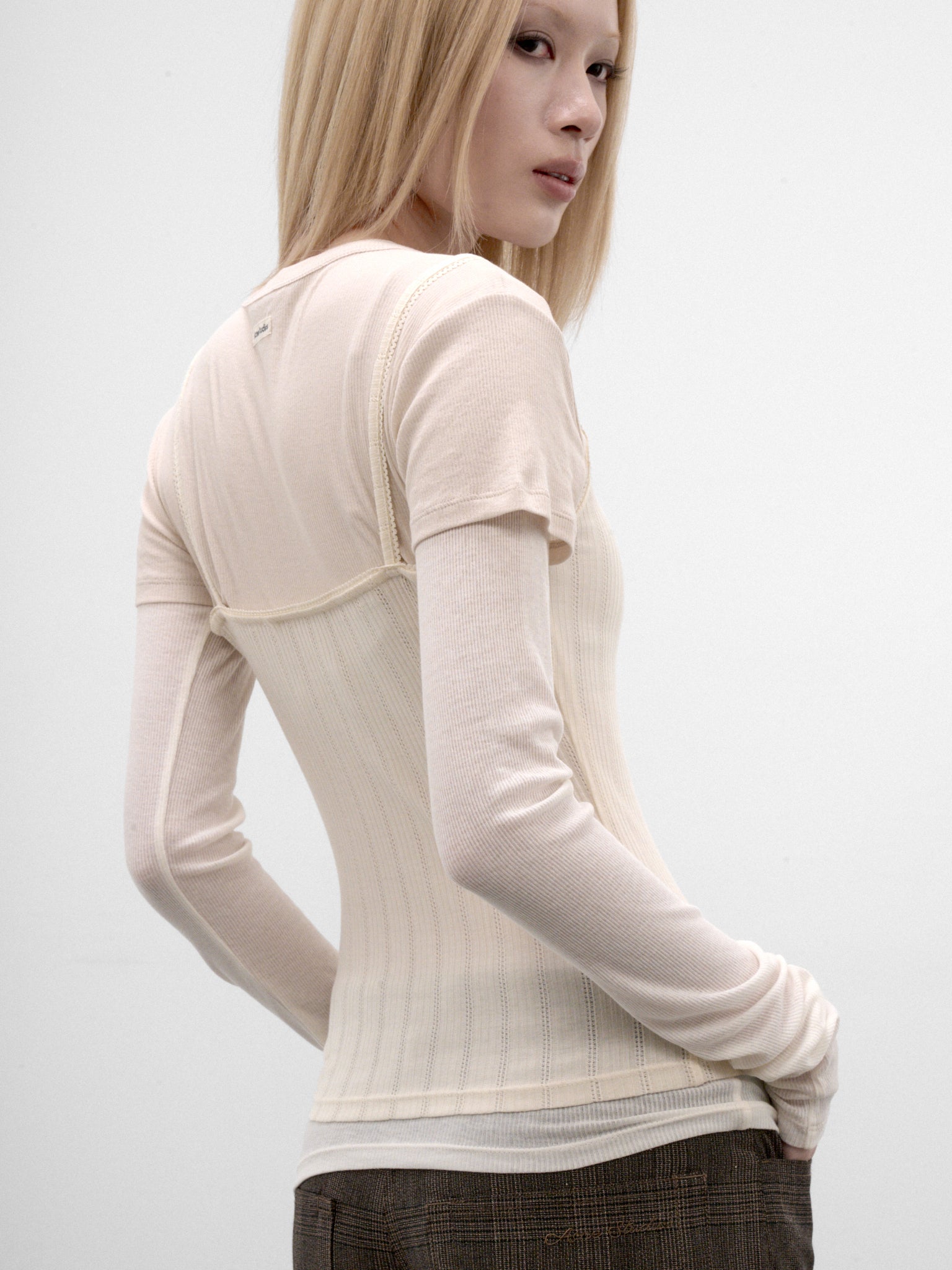 Ivory Layered Long Sleeve Top (AL0556-6D8101-WHITE-OFF-WHITE)