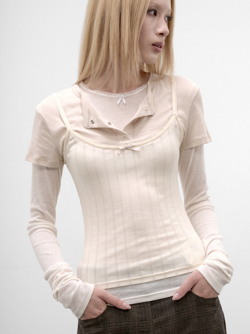 Ivory Layered Long Sleeve Top (AL0556-6D8101-WHITE-OFF-WHITE)