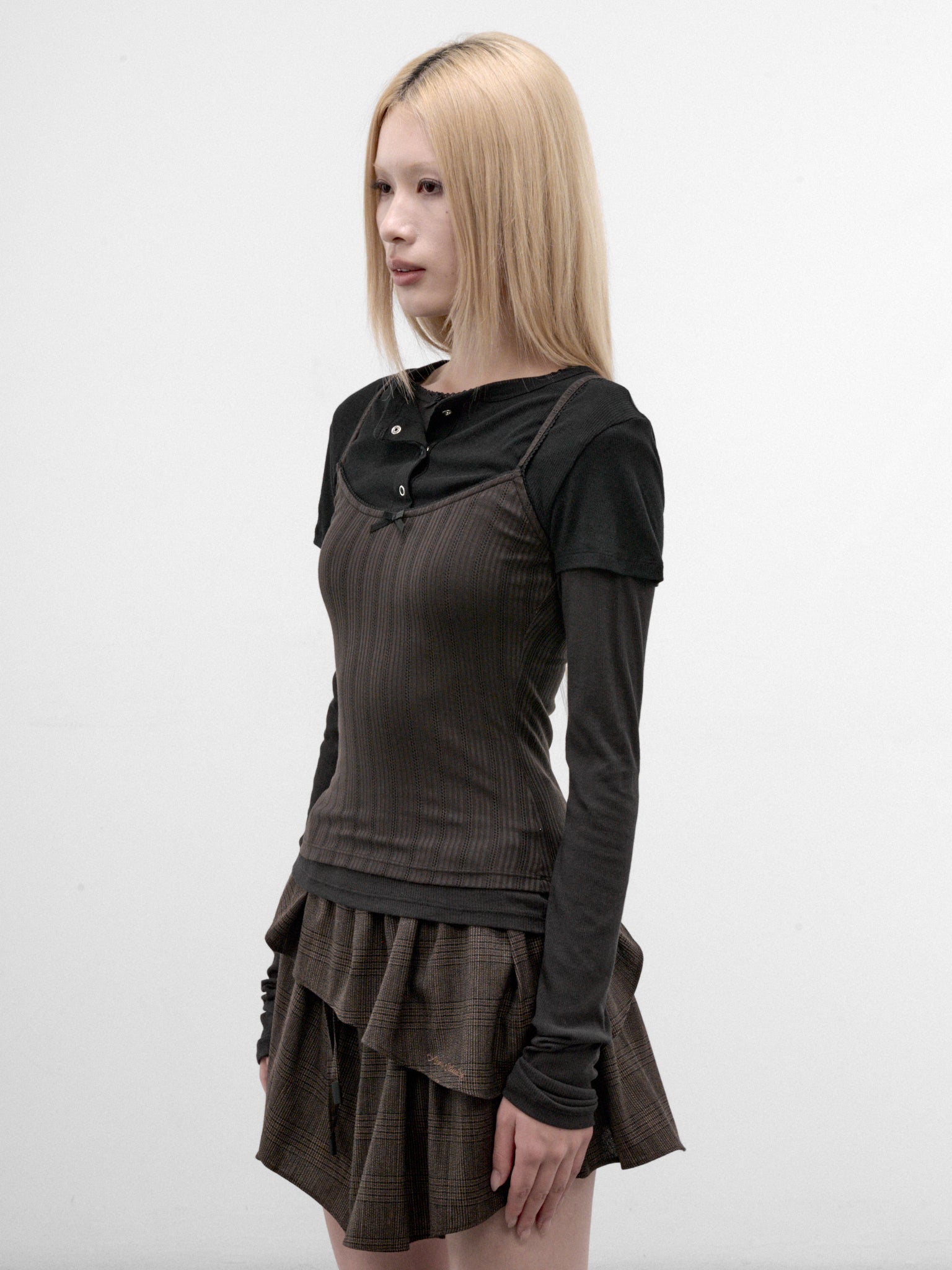 Black Layered Long Sleeve Top (AL0556-900101-BLACK)