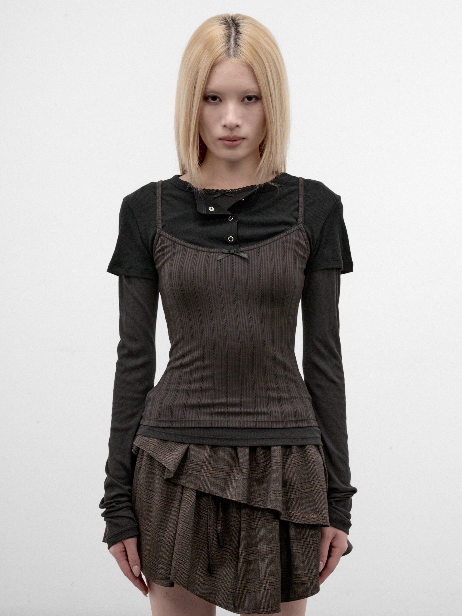 Black Layered Long Sleeve Top (AL0556-900101-BLACK)