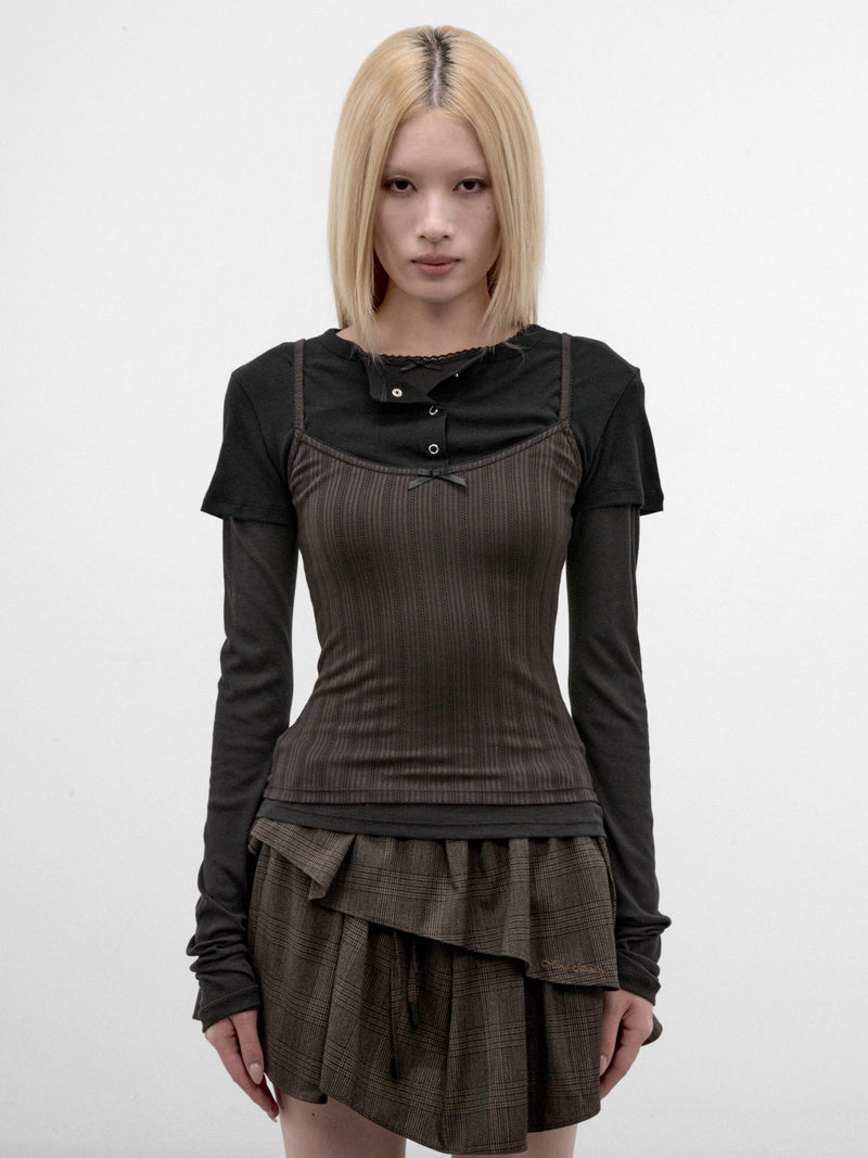 Black Layered Long Sleeve Top (AL0556-900101-BLACK)