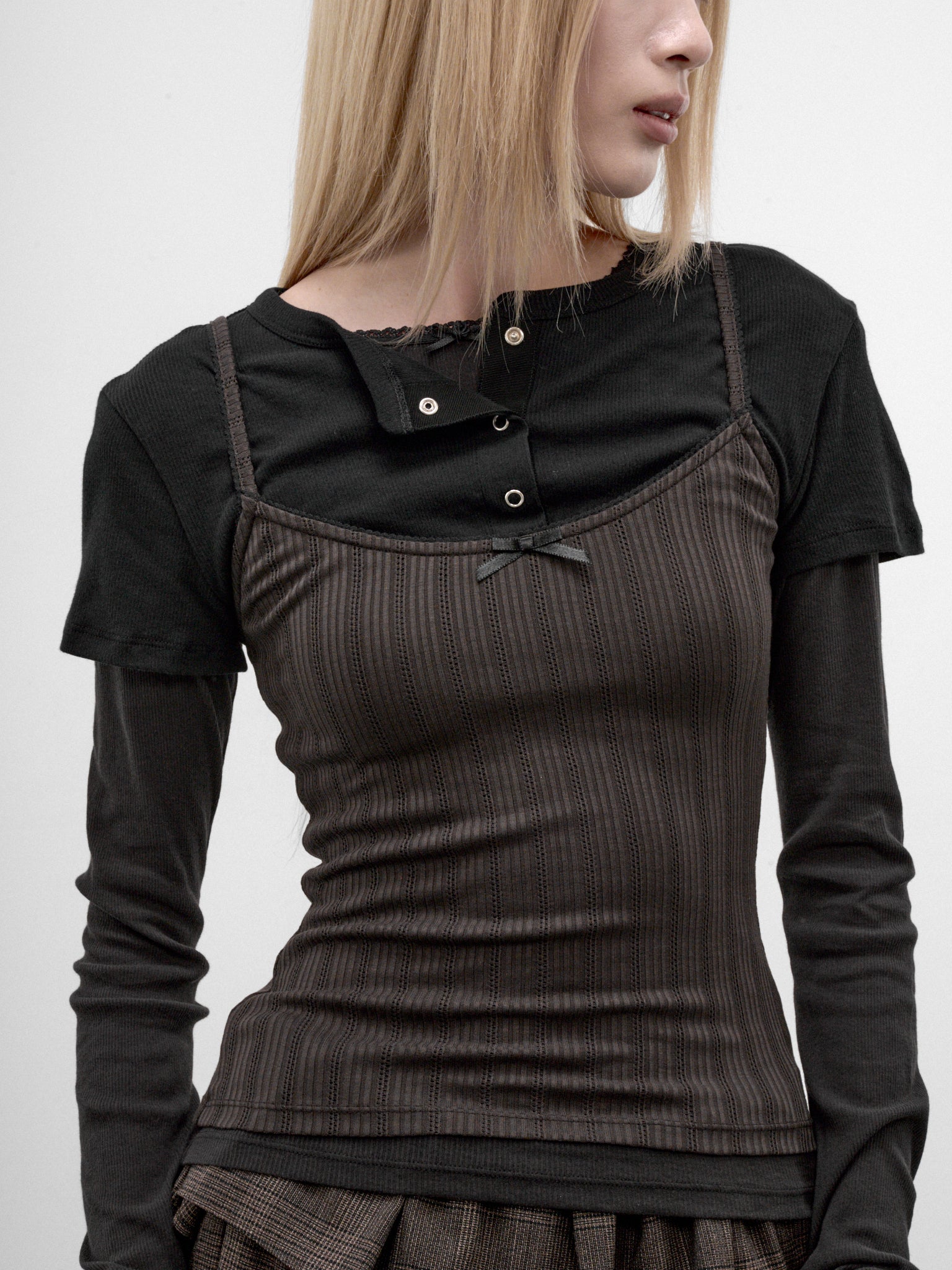 Black Layered Long Sleeve Top (AL0556-900101-BLACK)