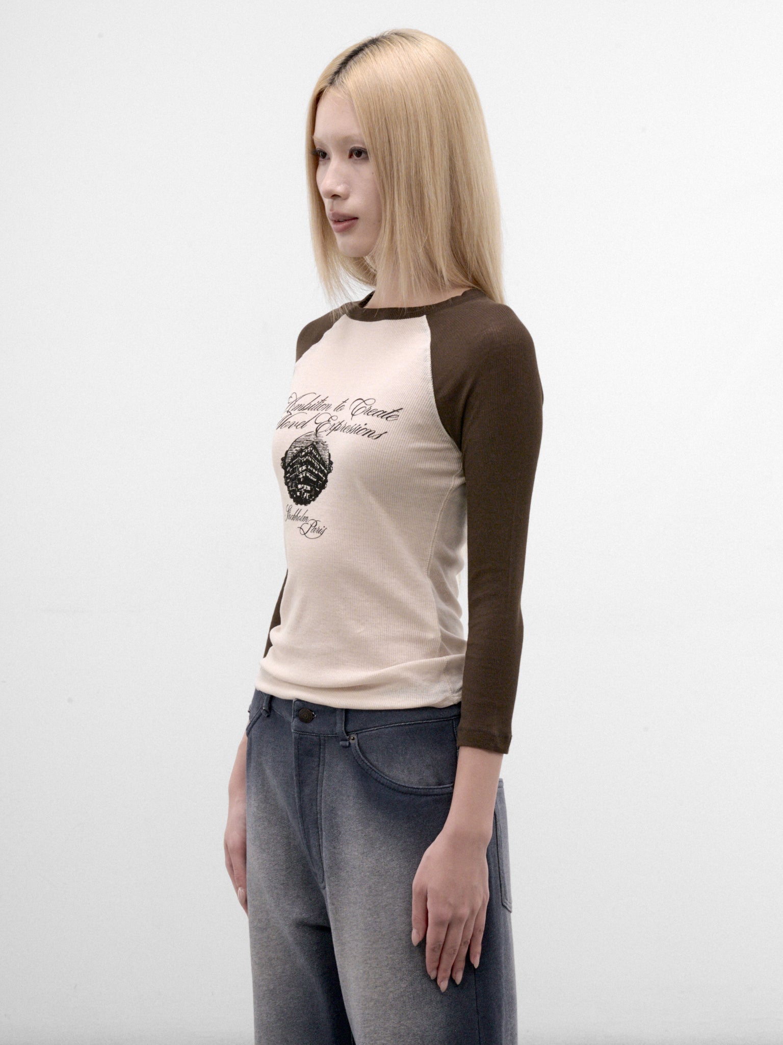 Beige Raglan Graphic Long Sleeve (AL0558-AF4101-BEIGE-BROWN)