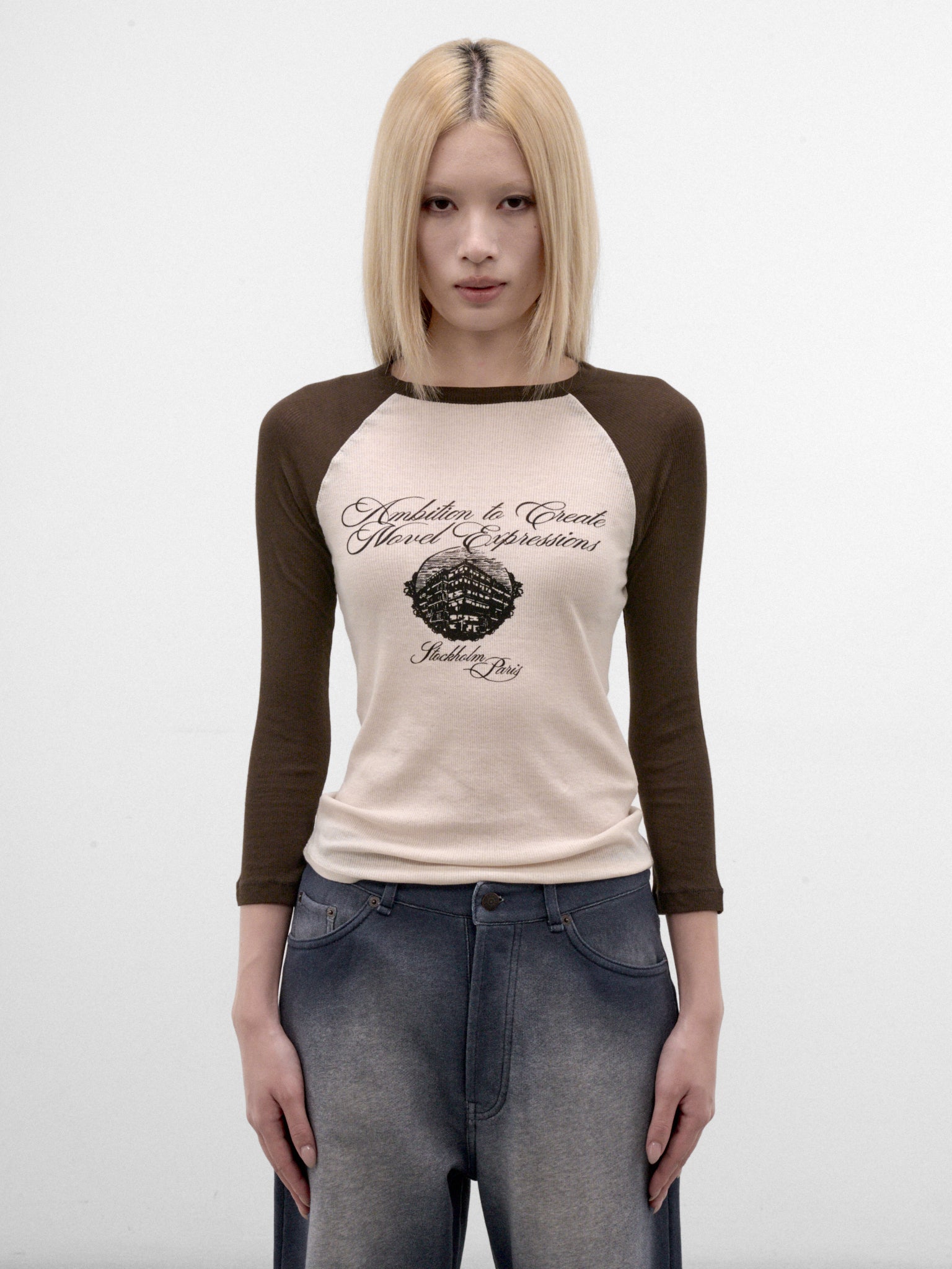Beige Raglan Graphic Long Sleeve (AL0558-AF4101-BEIGE-BROWN)