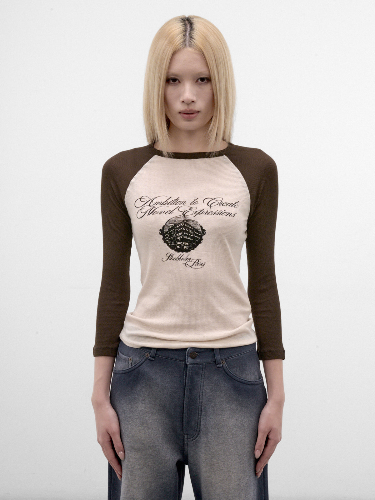 Beige Raglan Graphic Long Sleeve (AL0558-AF4101-BEIGE-BROWN)