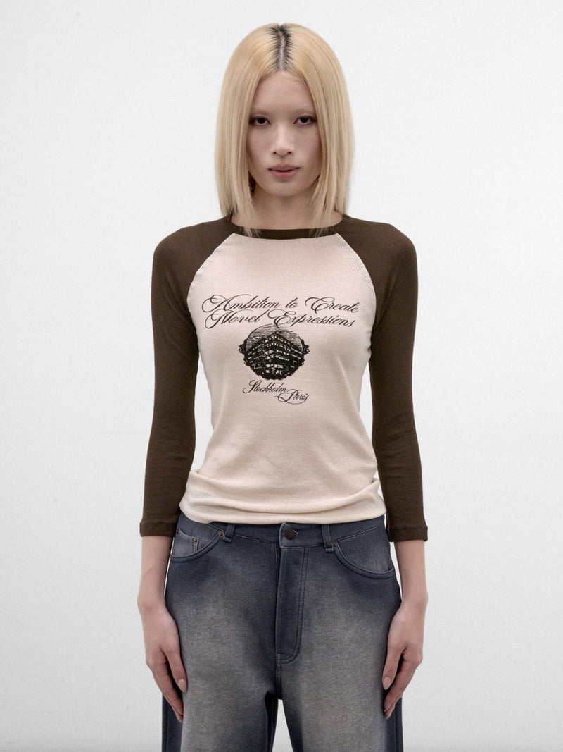 Beige Raglan Graphic Long Sleeve (AL0558-AF4101-BEIGE-BROWN)