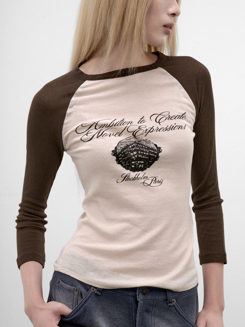 Beige Raglan Graphic Long Sleeve (AL0558-AF4101-BEIGE-BROWN)
