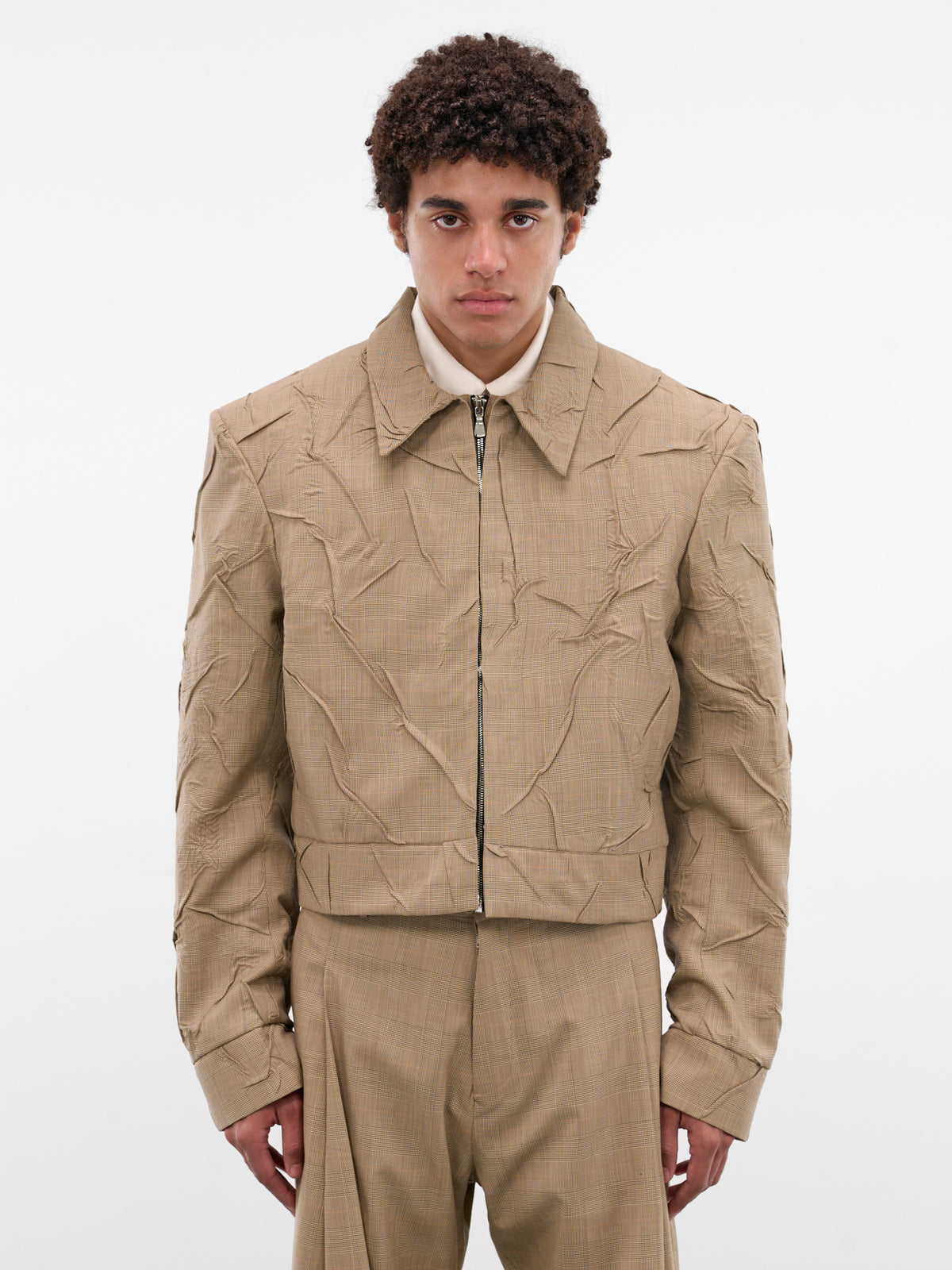 Alquimista Wrinkled Check Wool Jacket (ALQUIMISTA-JACKET-YELLOW)