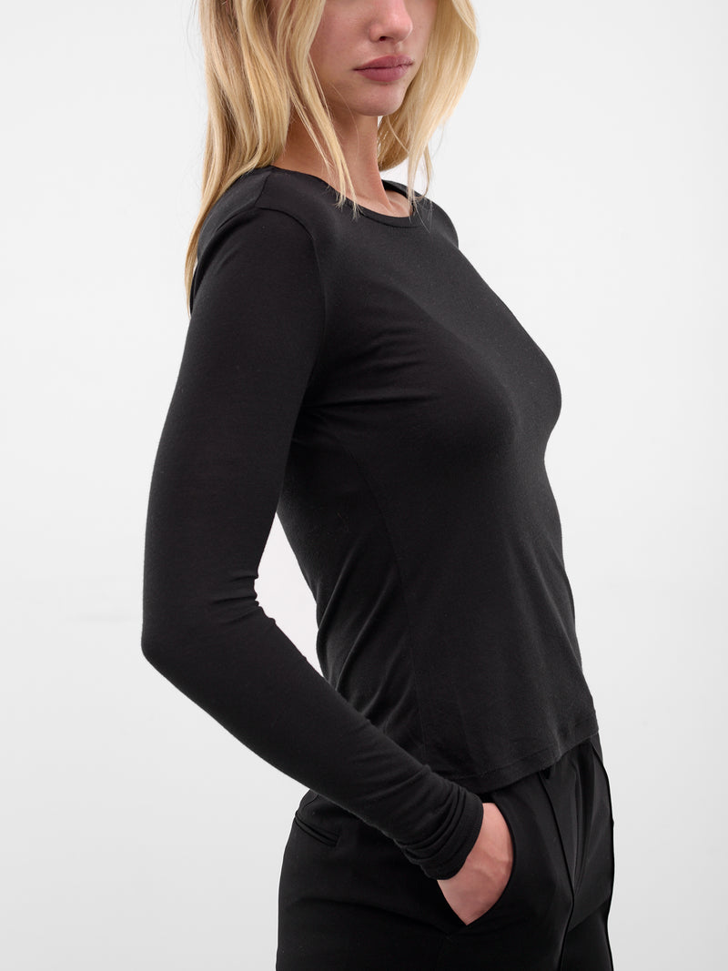Black Modal Long Sleeve Tee (AMBR2512-BLACK)