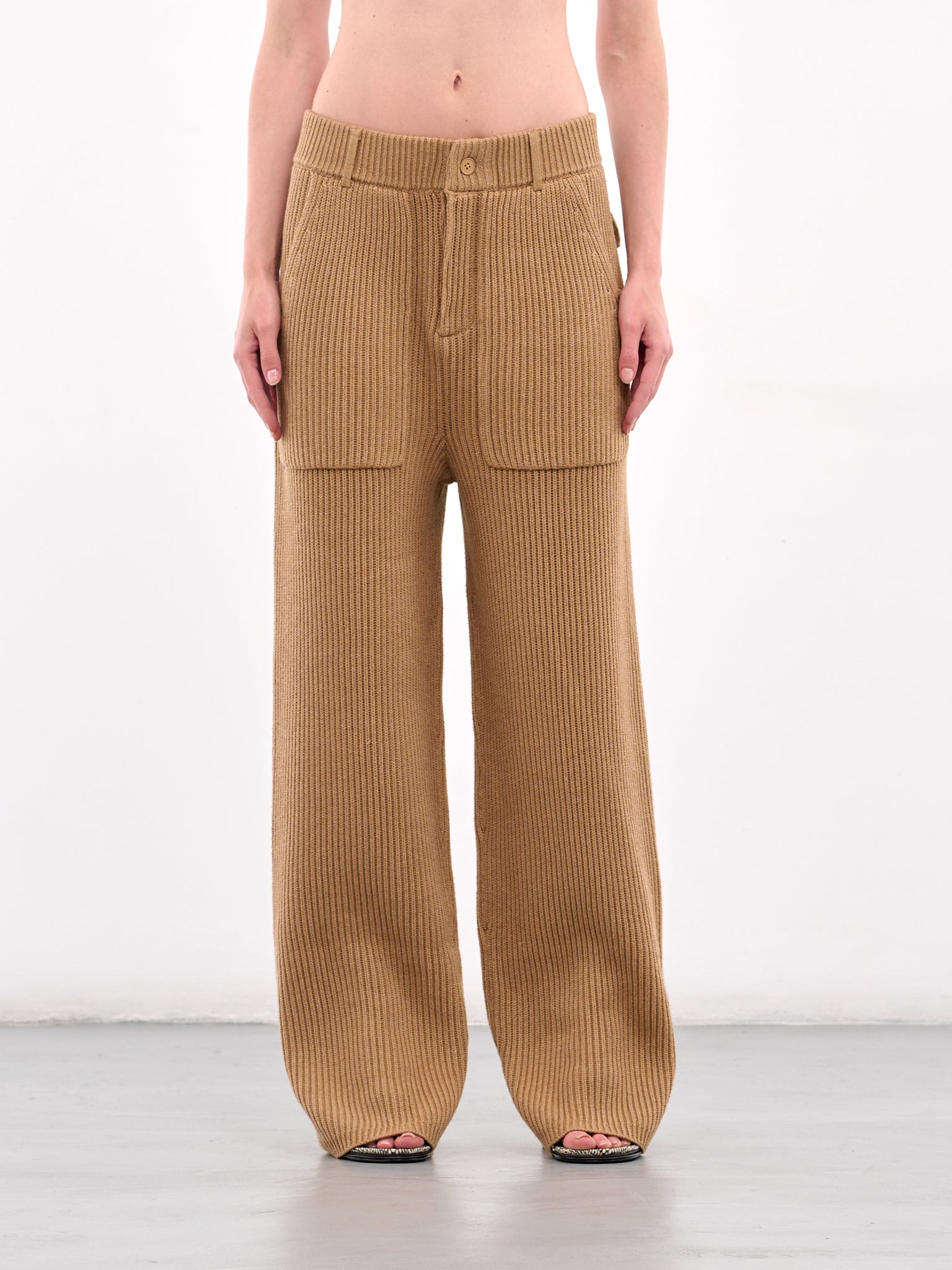 Ribbed Knit Trousers (AMBR2559-DEEP-CAMEL)
