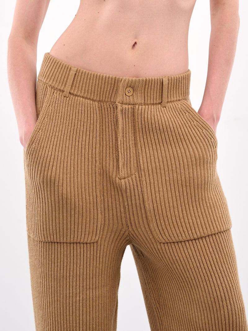 Ribbed Knit Trousers (AMBR2559-DEEP-CAMEL)
