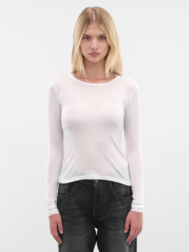 White Modal Long Sleeve Tee (AMBR512-PURE-WHITE)