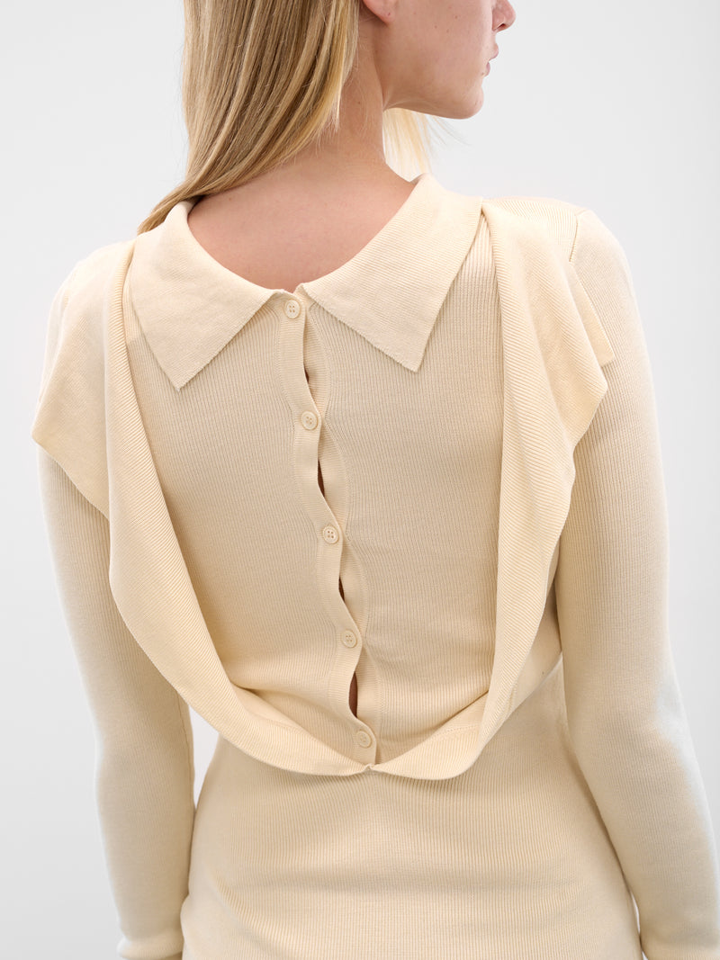 White Elowen Knit Mini Dress (AMFW2502-OFF-WHITE)