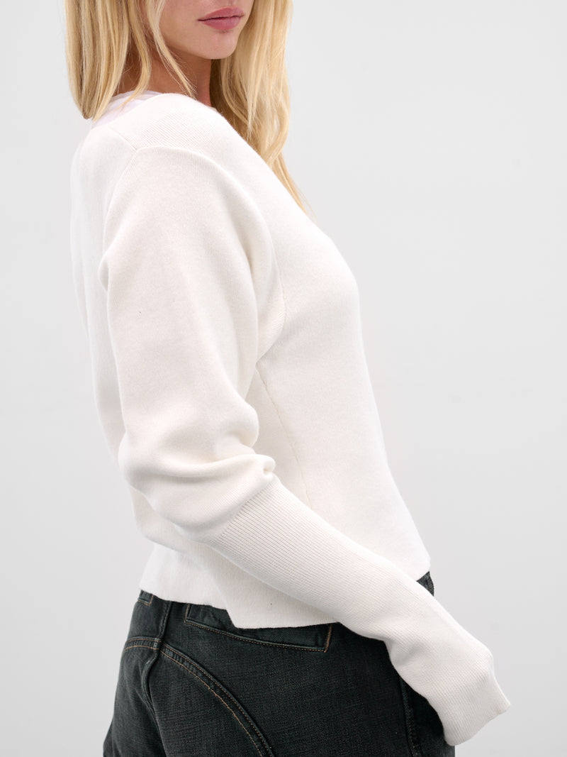 White Off-Shoulder Cotton Knit Sweater (AMFW2523-OFF-WHITE)