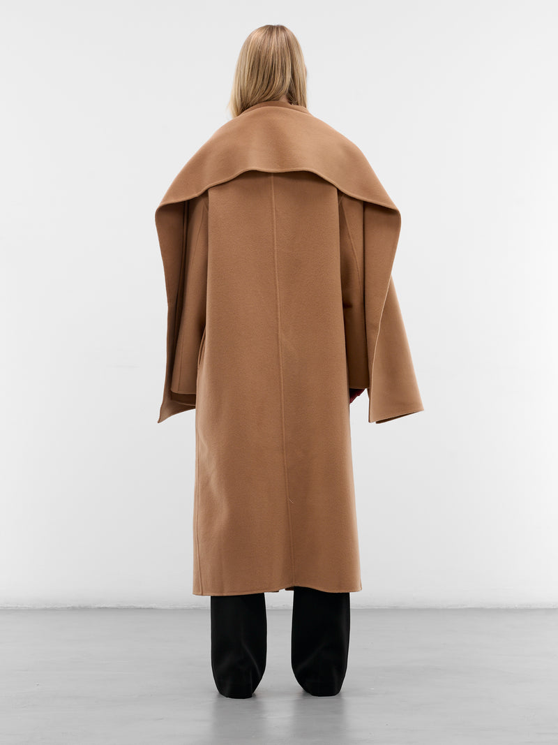 Beige Wool Scarf Neck Coat (AMFW2524-BUTTERSCOTCH)